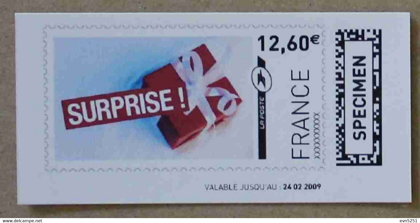 Ti02-03 : SPECIMEN - Surprise 12.60 € (autoadhésif / Autocollant) - Specimen