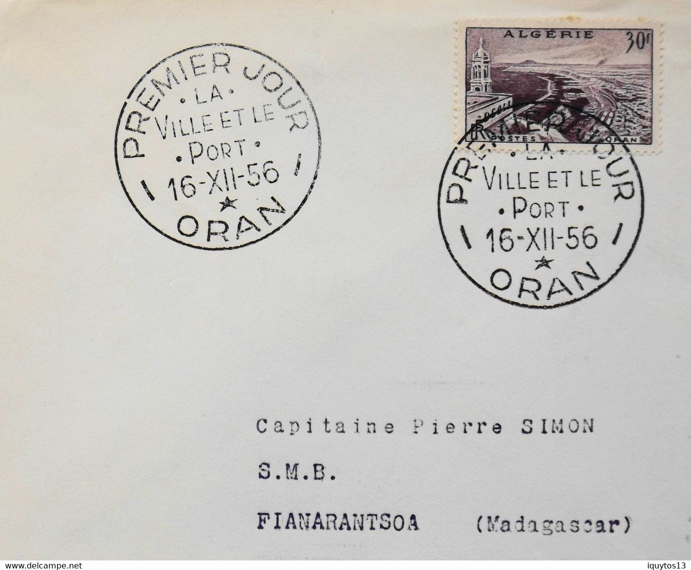 Lettre 1er Jour ALGERIE 1956 - La VILLE Et Le PORT D'ORAN - Daté Oran  Le 16.12.1956 - TBE - FDC