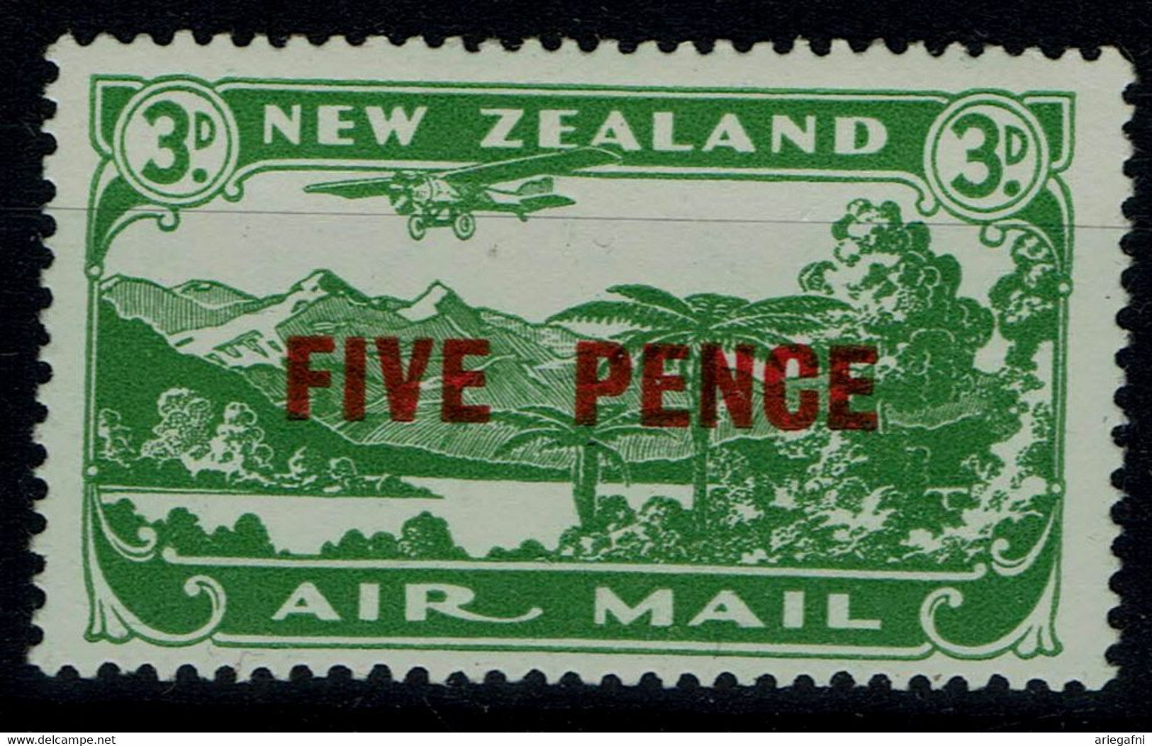 NEW ZEALAND 1931 AIR MAIL WITH OVERPRINT MI No 184 MLH VF!! - Corréo Aéreo