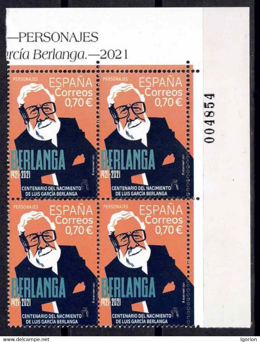 ESPAÑA 2021 ** MNH ED. 5495 PERSONAJES. CENT. NACIM. LUIS G. BERLANGA BL.4 - Unused Stamps