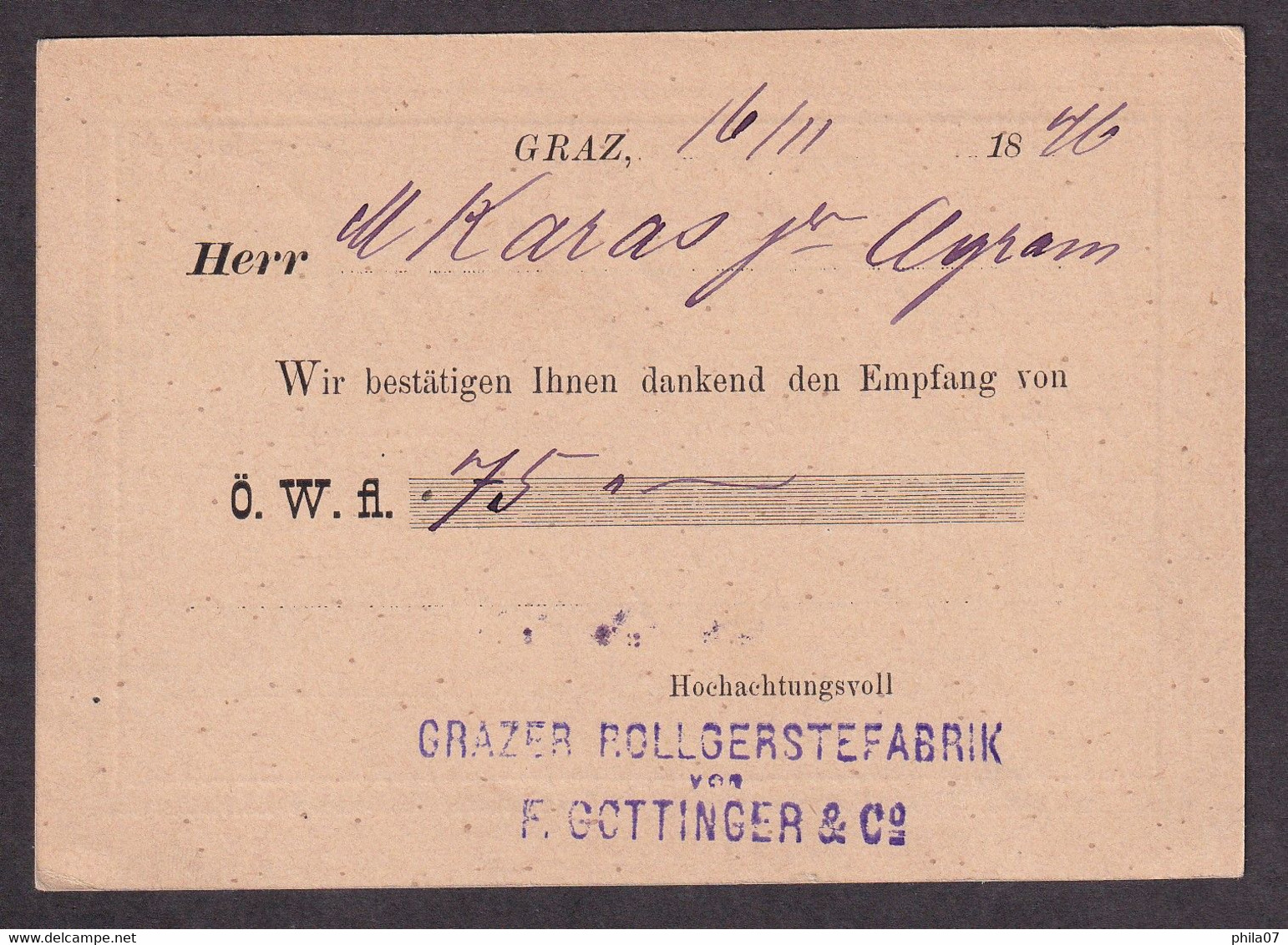 Austria - Stationery Sent From Graz To Zagreb 1876. Excellent Quality. - Autres & Non Classés