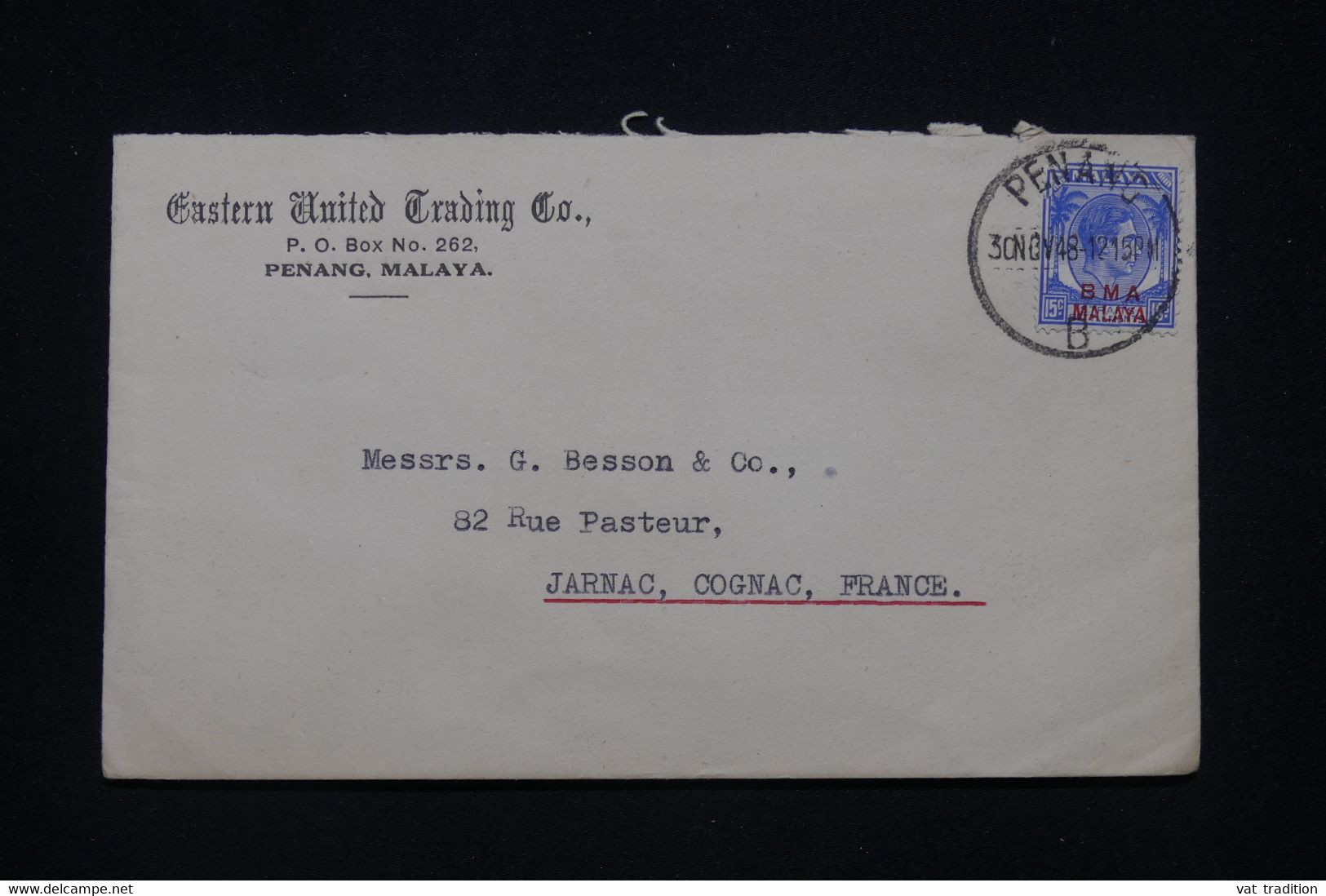 MALAISIE - Enveloppe Commerciale De Penang Pour La France En  1948 - L 100138 - Malaya (British Military Administration)