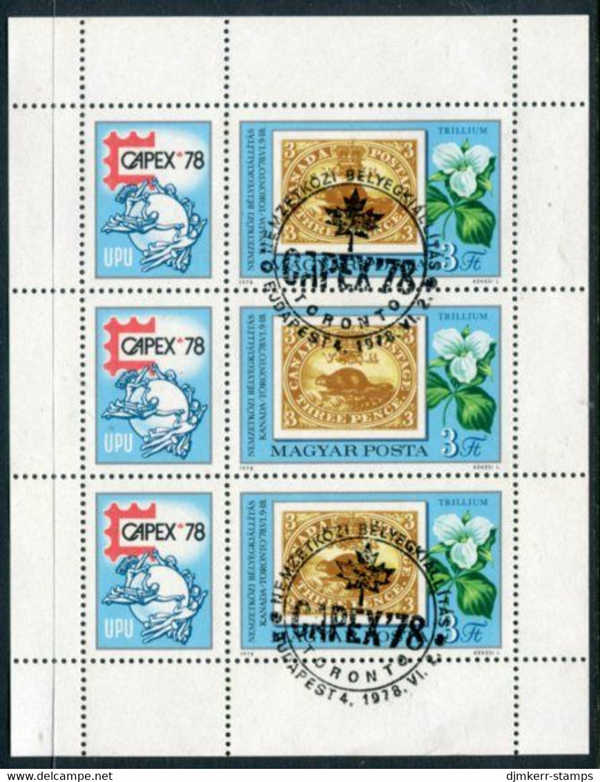 HUNGARY 1978 CAPEX Stamp Exhibition Sheetlet Used  Michel 3293 Kb - Blokken & Velletjes