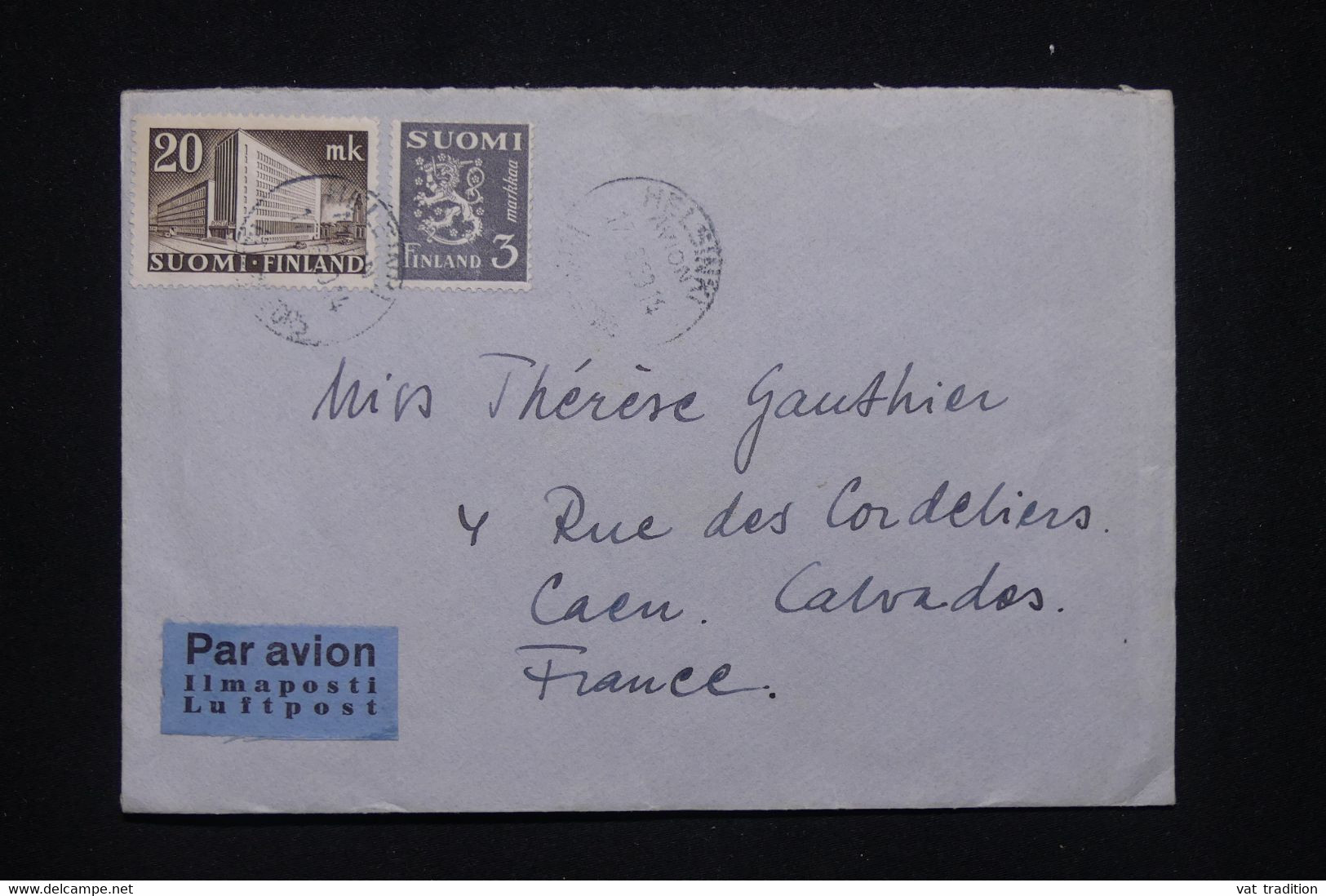 FINLANDE - Enveloppe De Helsinki Pour La France Par Avion - L 100144 - Cartas & Documentos