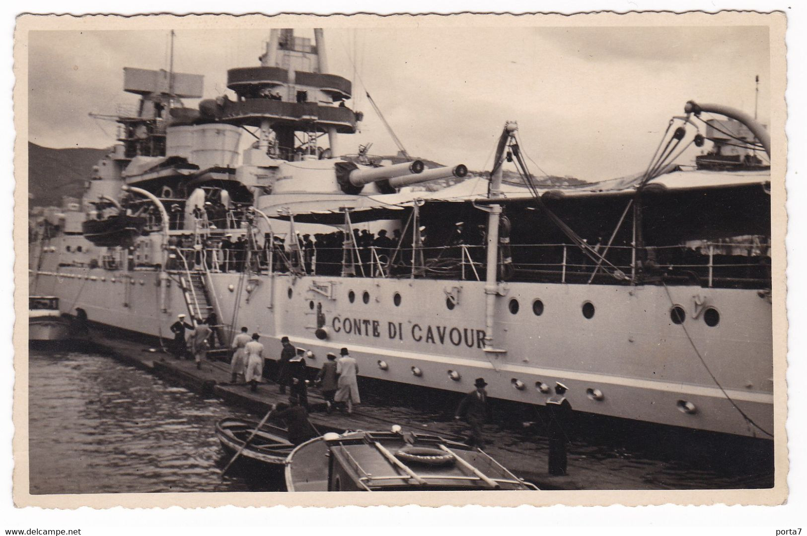 NAVE MILITARE " CONTE Di CAVOUR"  - SHIP - FOTO CARTOLINA ORIGINALE - Barche