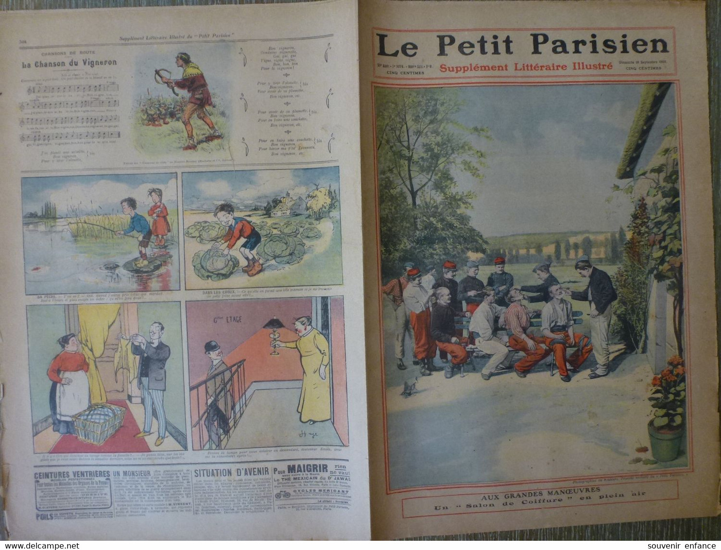 Journal Le Petit Parisien Septembre  1909 Militaria Coiffeurs En Plein Air Militaires Accident Du République - Le Petit Parisien