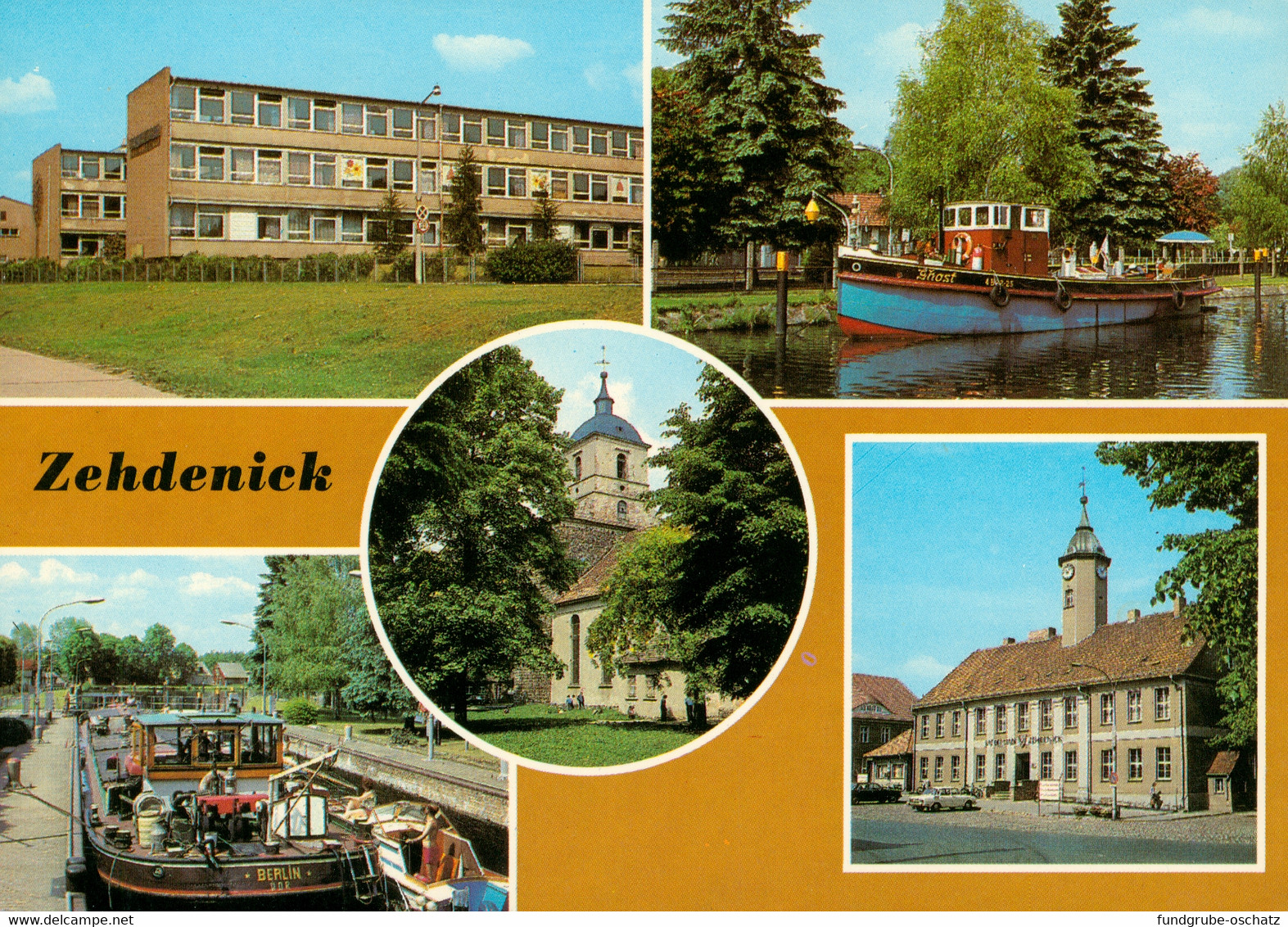 AK Zehdenick Karl Marx Oberschule Am Hafen Schleuse Pfarrkirche Rathaus - Zehdenick