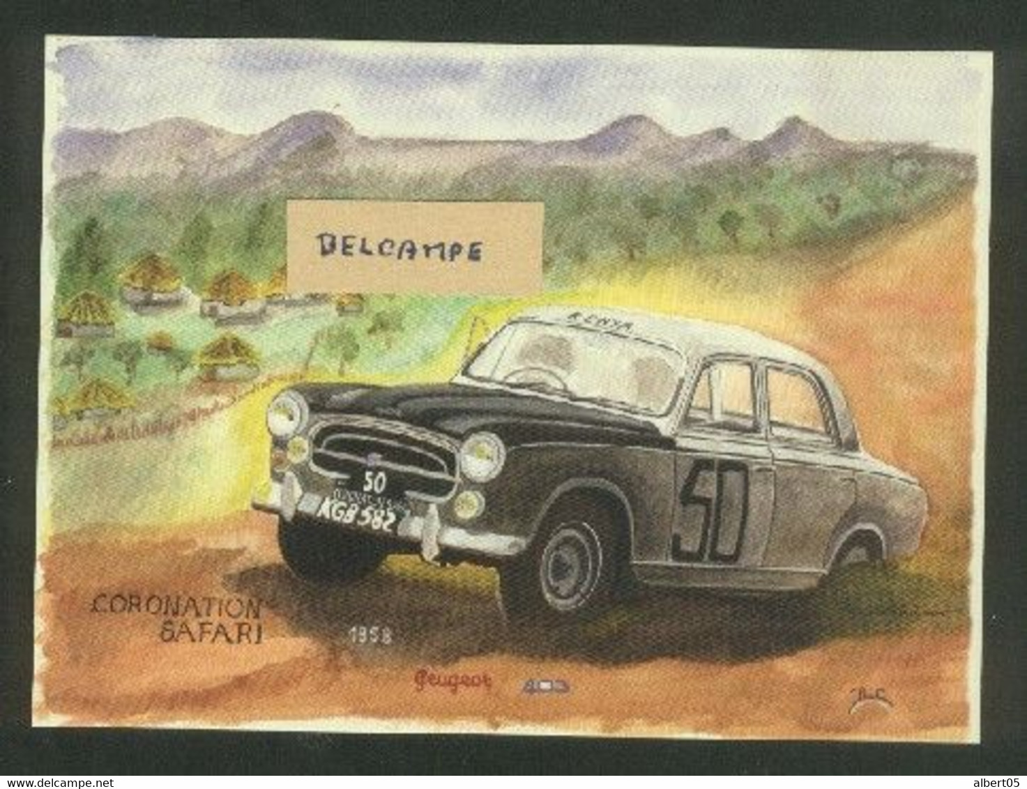 Peugeot 403 - Coronation Safari 1958 - Dessin J.L. Coulon - Tirage 500 Ex - PKW