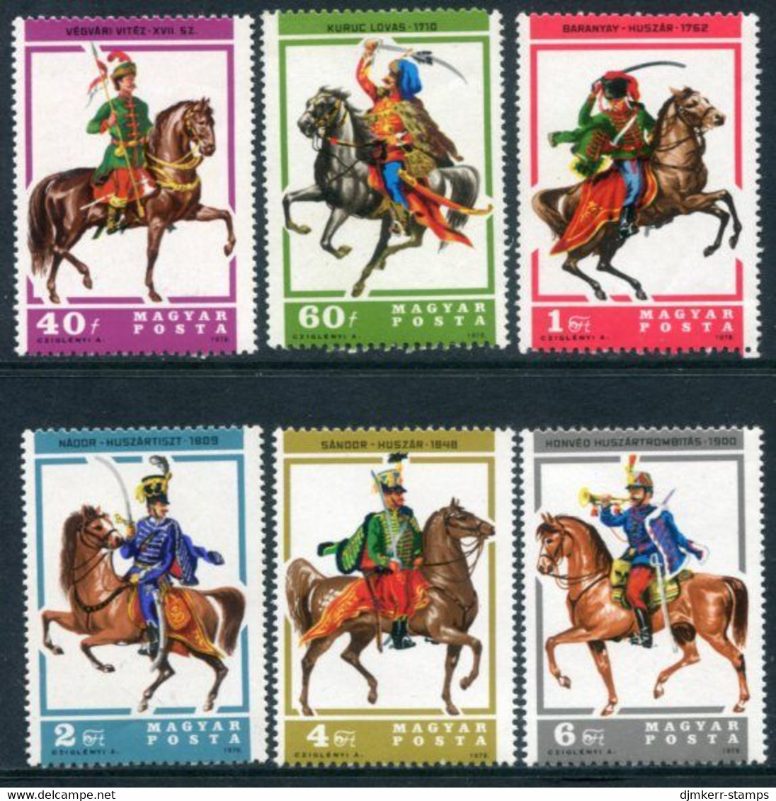 HUNGARY 1978 Hussar Uniforms MNH /**.  Michel 3259-64 - Unused Stamps