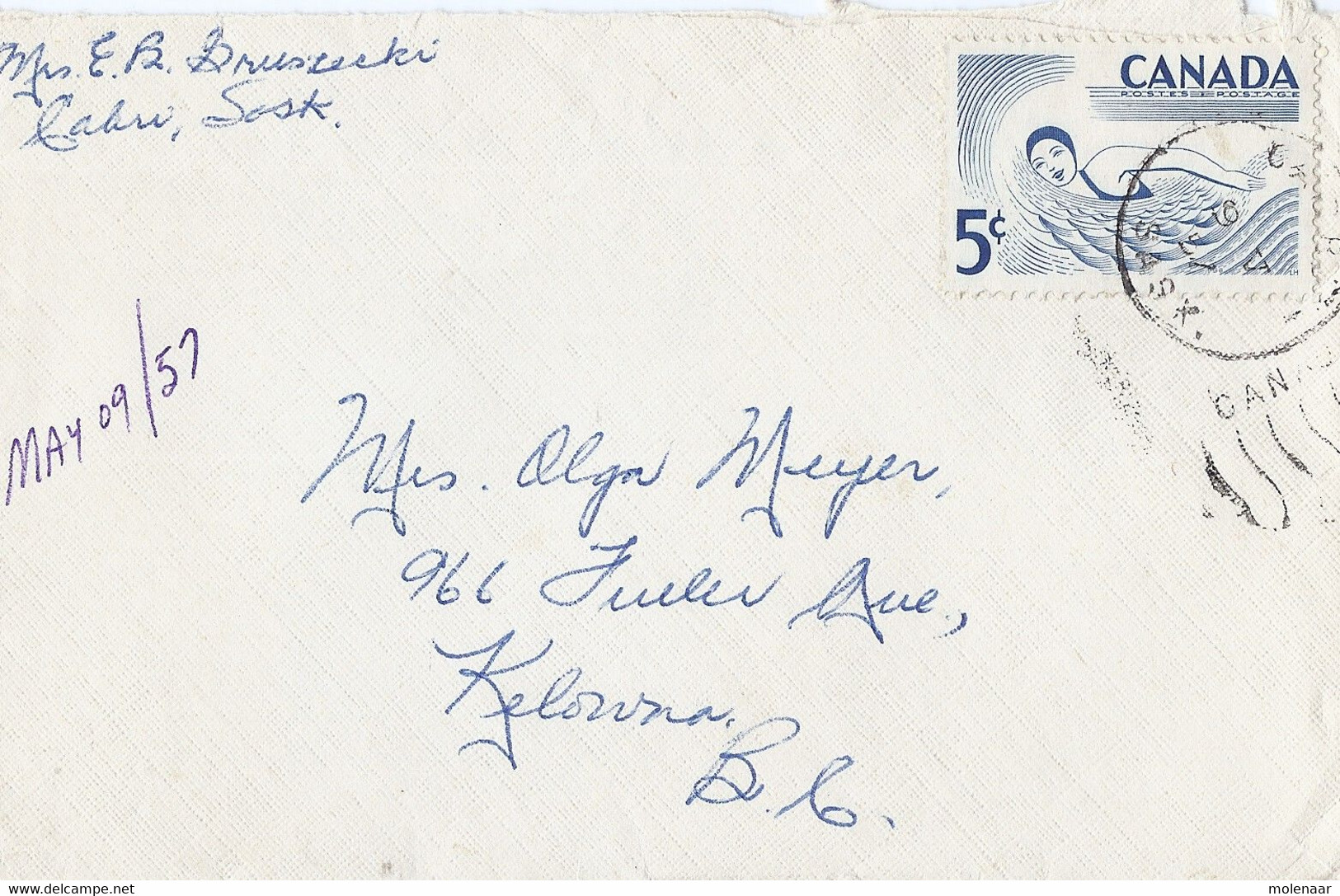 Canada Brief Uit 1957 Met 1 Zegel  (1894) - Sonstige & Ohne Zuordnung