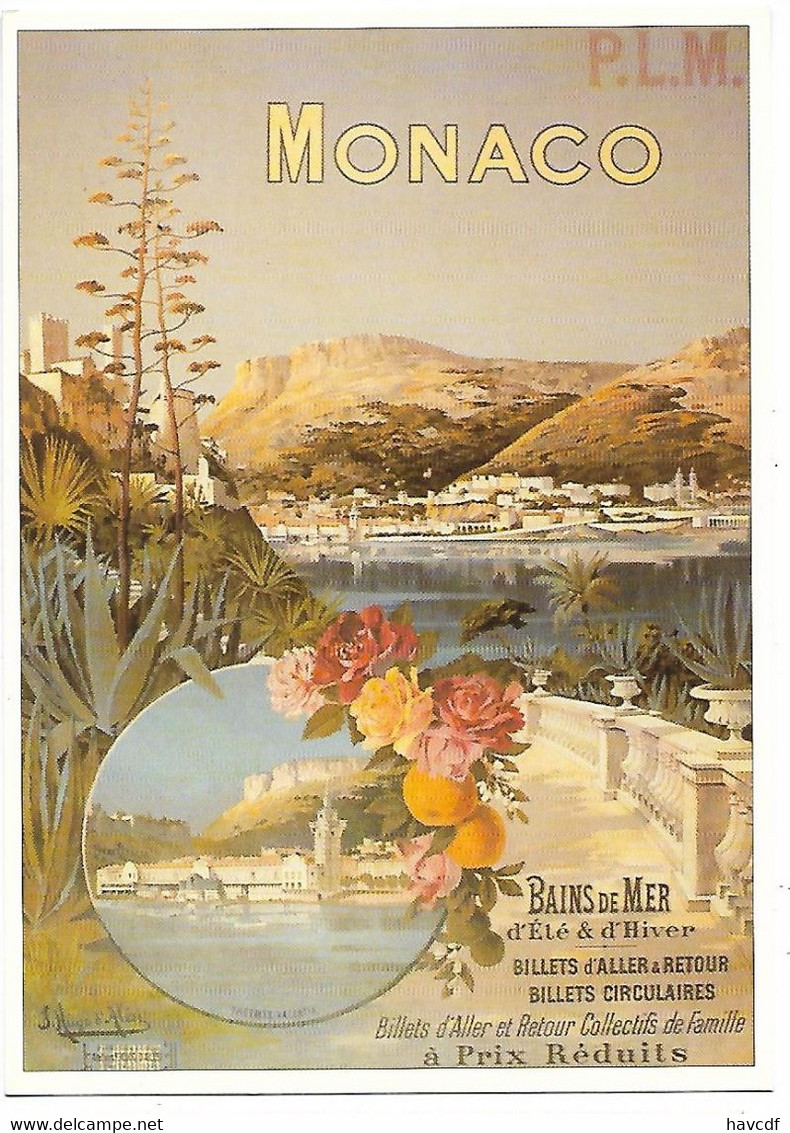 CPM - édit. L'AVION POSTAL - A 187 - MONACO - D'après Affiche P.L.M. Par  HUGO D'ALESI; Vers 1895 - D'Alési, Hugo