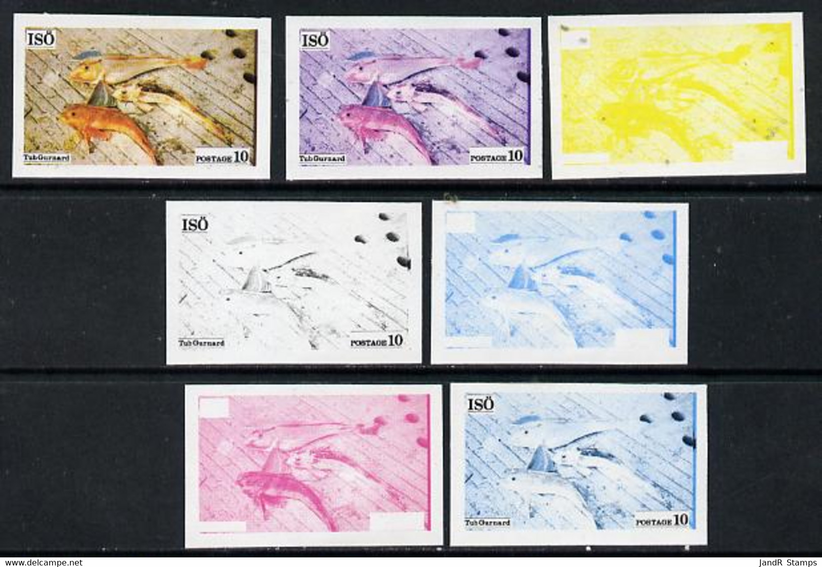 Iso - Sweden 1973 Fish 10 (Tub Gurnard) Set Of 7 Imperf Progressive Colour Proofs Comprising The 4 Individual Colours Pl - Lokale Uitgaven