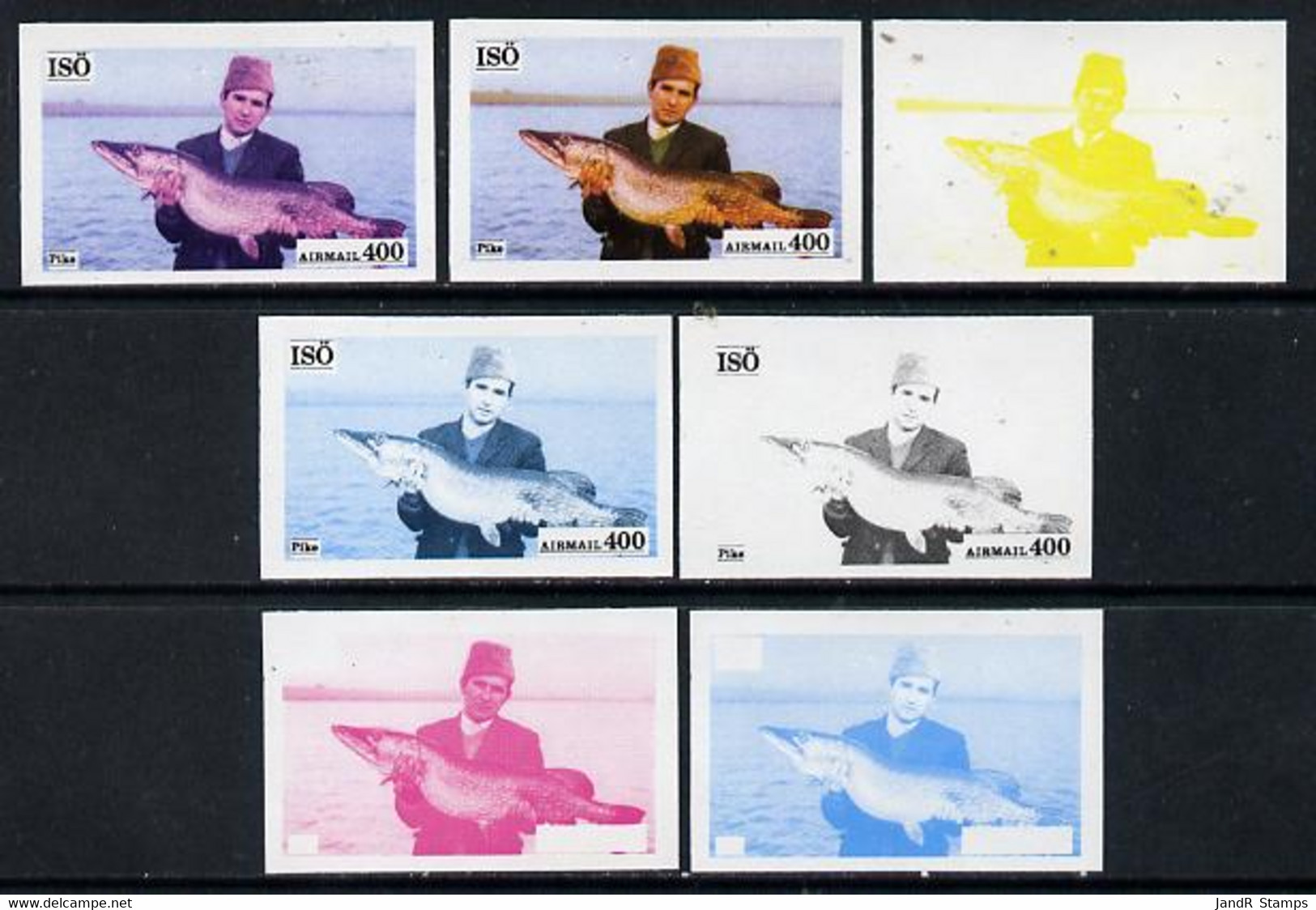 Iso - Sweden 1973 Fish 400 (Pike) Set Of 7 Imperf Progressive Colour Proofs Comprising The 4 Individual Colours Plus 2, - Lokale Uitgaven