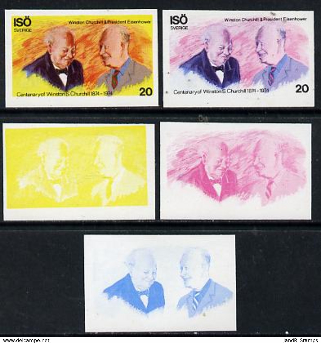 Iso - Sweden 1974 Churchill Birth Centenary 20 (with Pres Eisenhower) Set Of 5 Imperf Progressive Colour Proofs Comprisi - Emisiones Locales