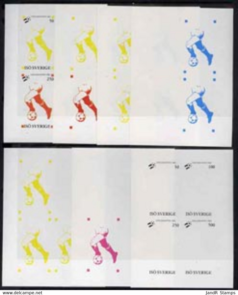 Iso - Sweden 1982 Football World Cup Imperf Sheetlets Set Of 4 Values, The Set Of 7 Progressive Colour Proofs Comprising - Local Post Stamps