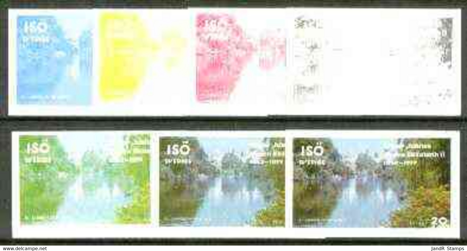 Iso - Sweden 1977 Silver Jubilee (London Scenes) 20 Value (St James Park Lake) Set Of 7 Imperf Progressive Colour Proofs - Ortsausgaben