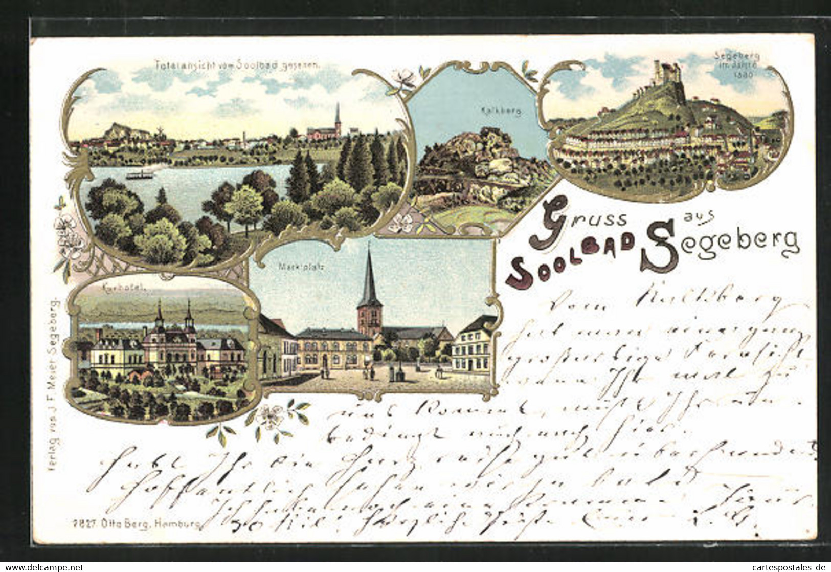 Lithographie Segeberg, Hotel Kurhotel Aus Der Vogelschau, Marktplatz Mit Kirche, Kalkberg - Bad Segeberg
