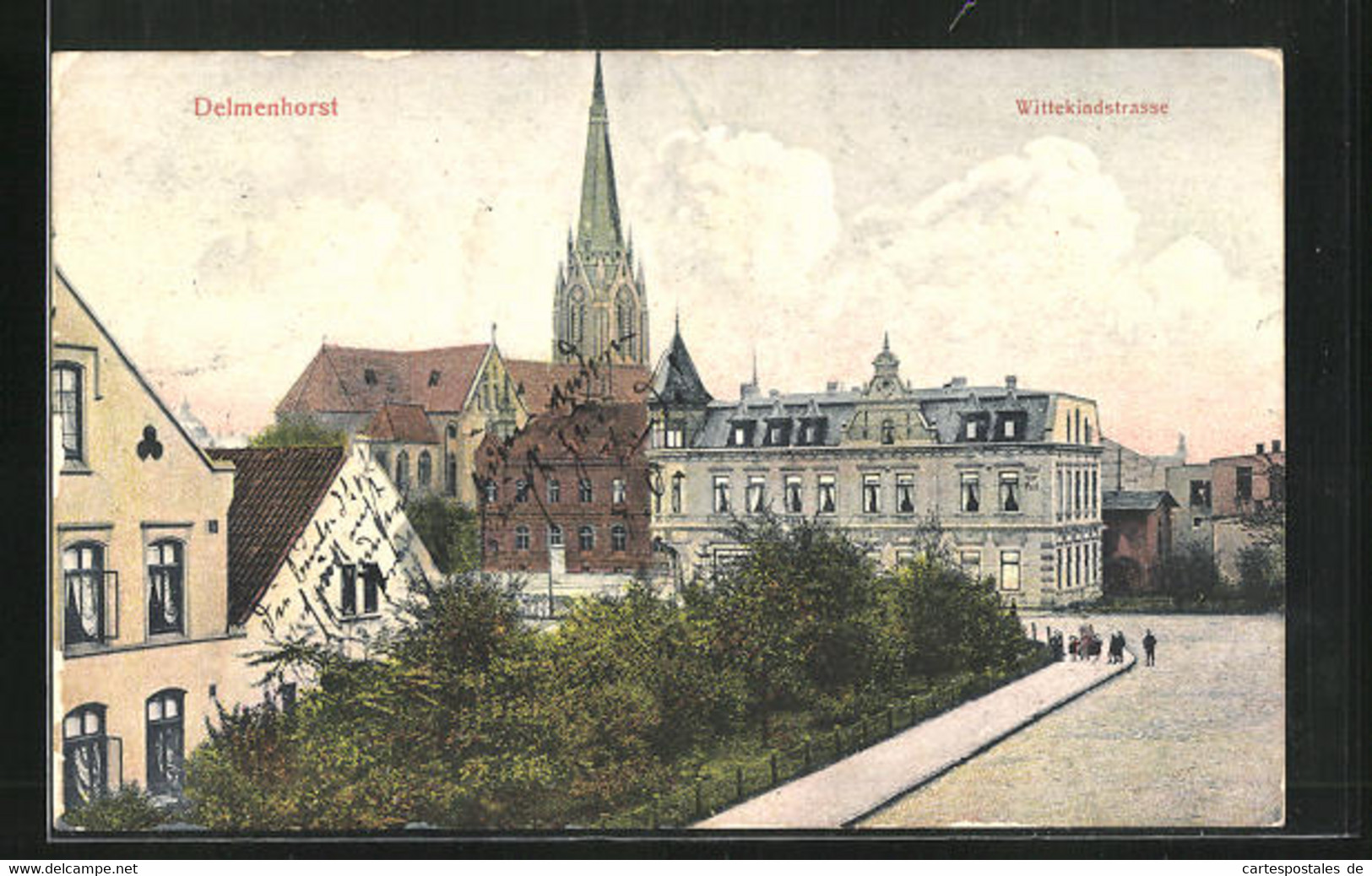 AK Delmenhorst, Kirche Mit Wittekindstrasse - Delmenhorst