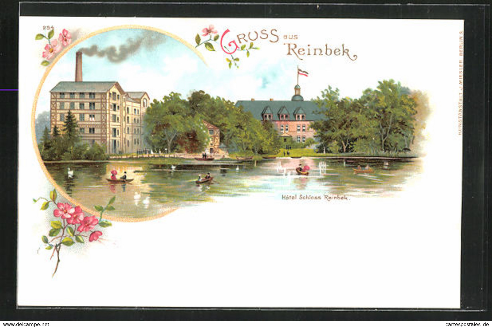 Lithographie Reinbek, Hotel Schloss Mit Fabrik - Reinbek