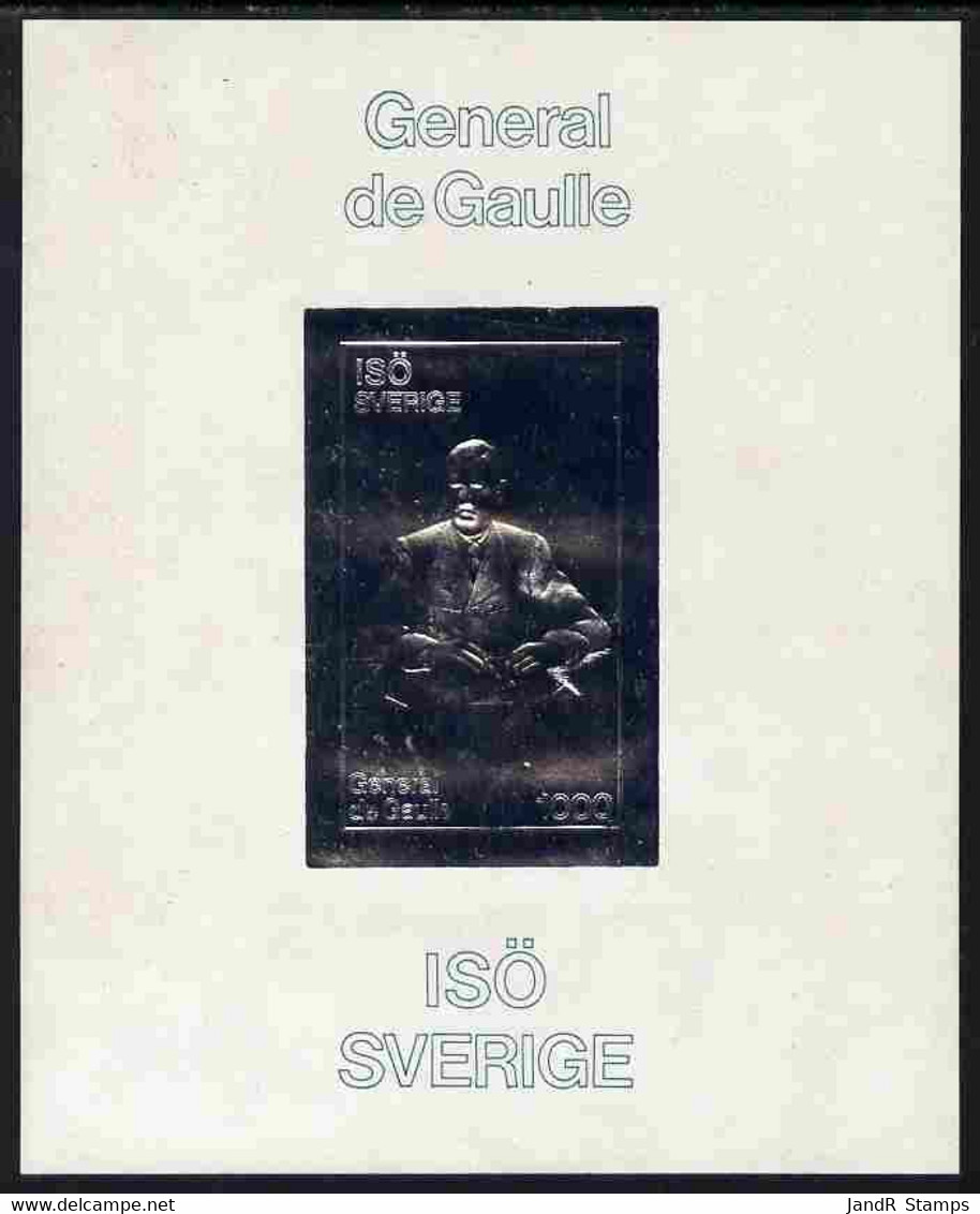 Iso - Sweden 1979 Charles De Gaulle 1000 Value Imperf Embossed In Silver On Thin Card - Local Post Stamps