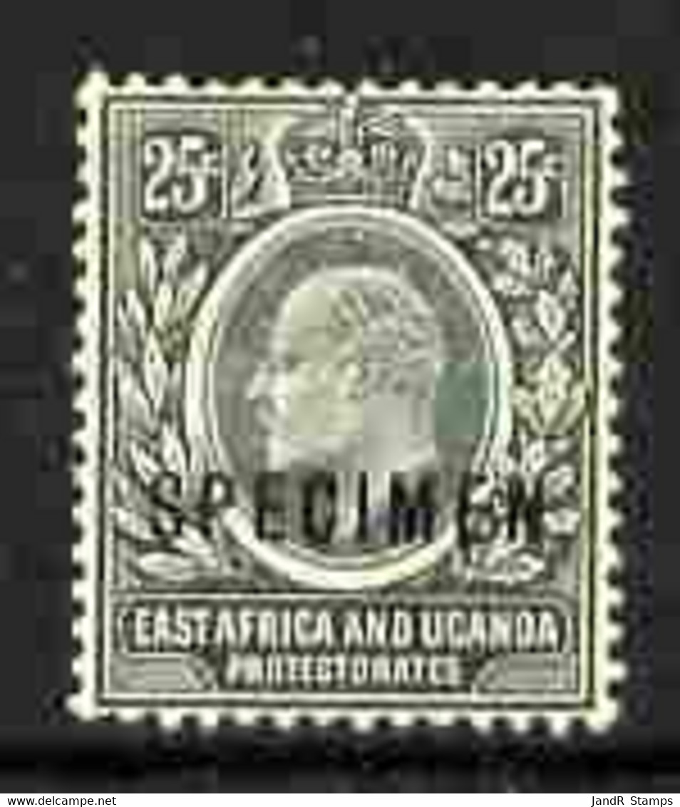 Kenya, Uganda & Tanganyika 1907-08 KE7 25c MCA Overprinted SPECIMEN Fresh With Gum SG 40s (only About 400 Produced) - Altri & Non Classificati