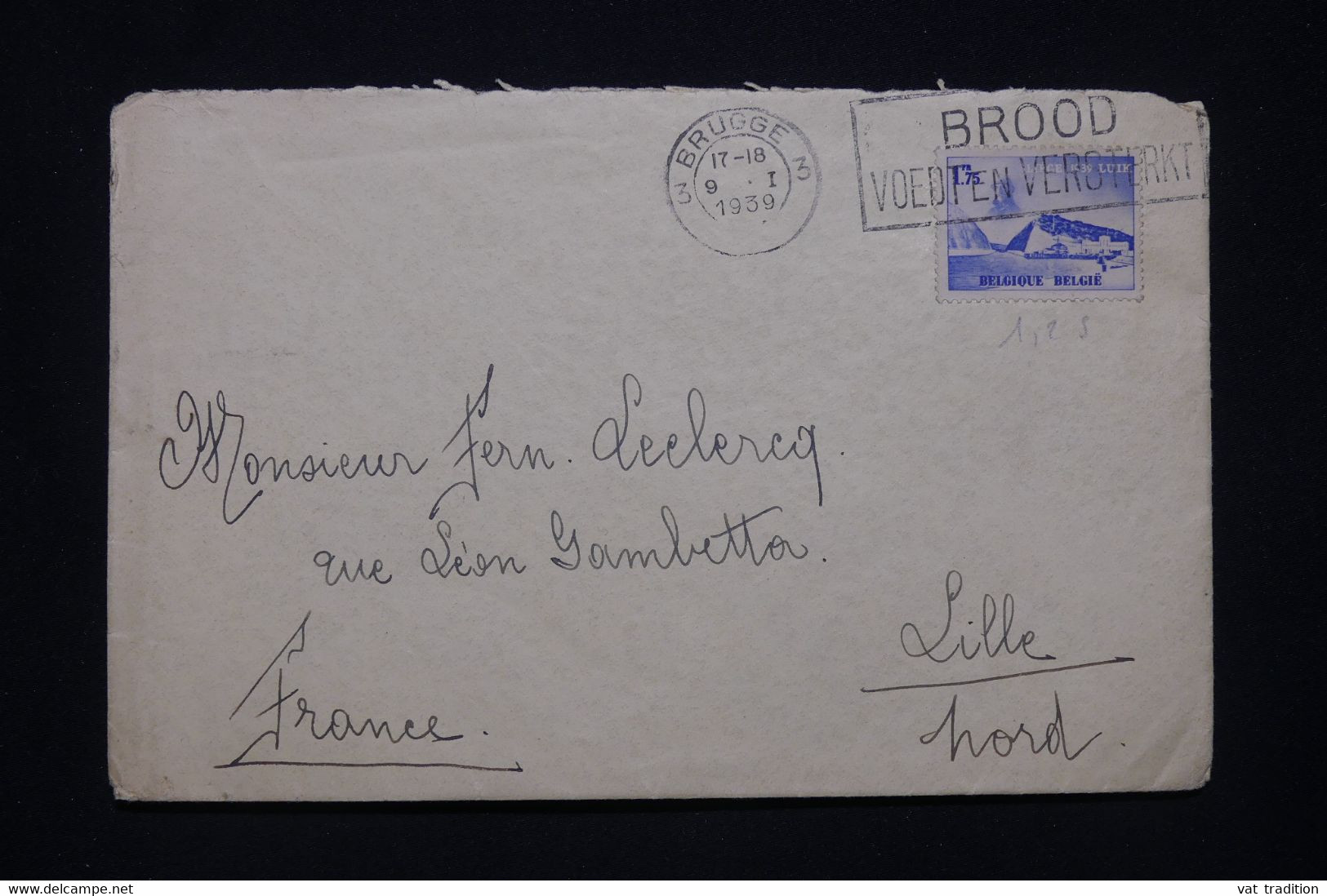 BELGIQUE - Enveloppe De Brugge Pour La France En 1939 - L 100216 - Brieven En Documenten