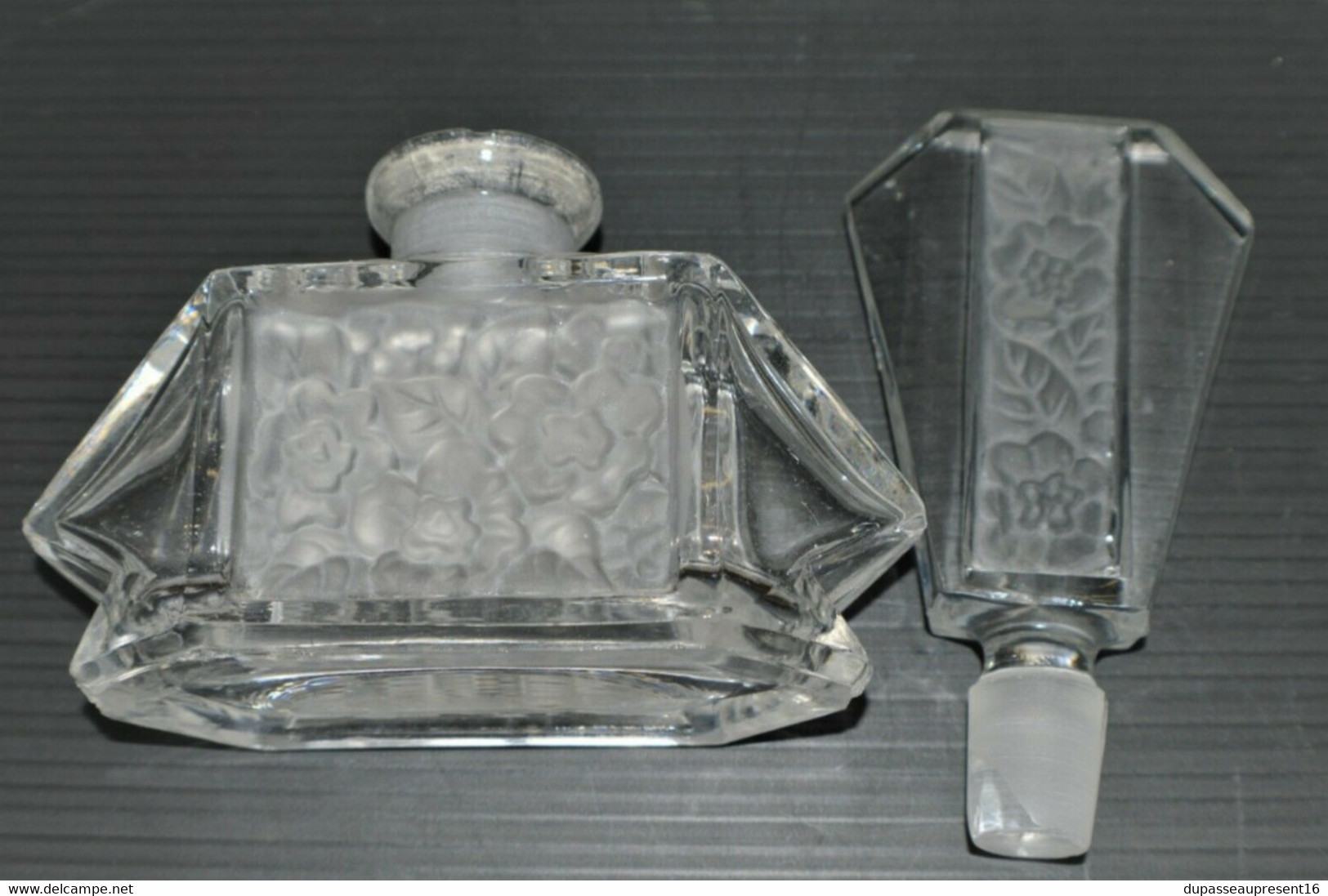 FLACON PARFUM HEINRICH HOFFMANN VERRE Satiné AUX FLEURS 1920 ART DECO BOHEME XXe