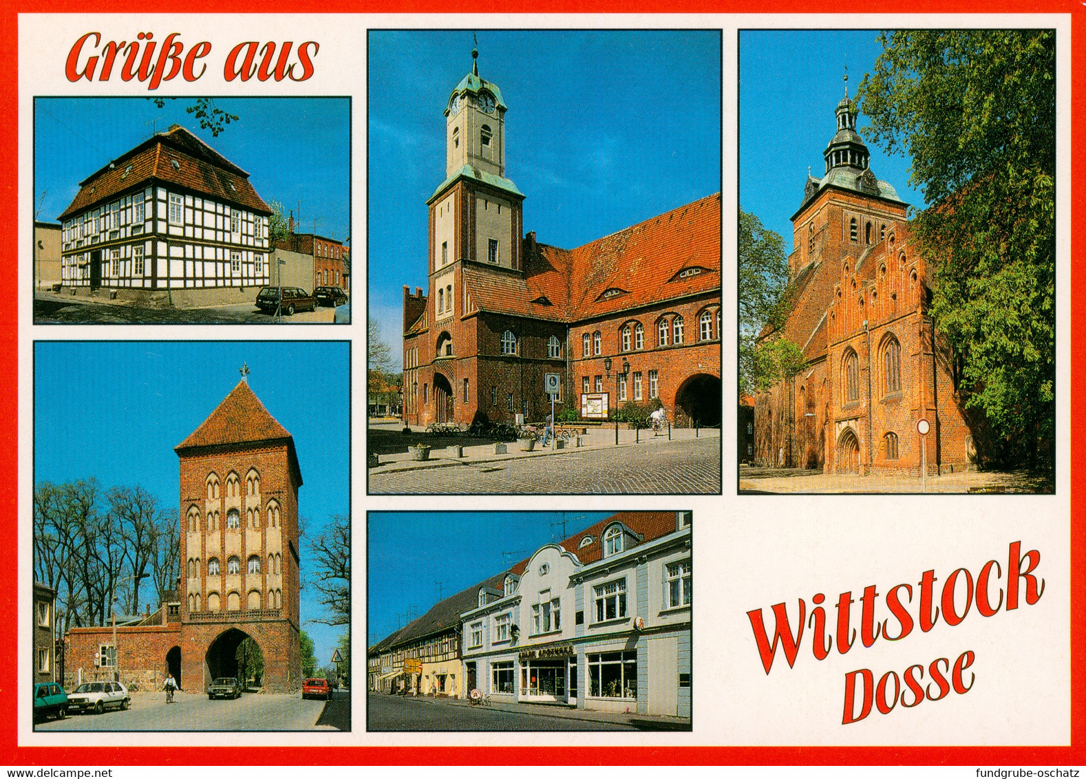 AK Wittstock Dosse Telschowsches Haus Rathaus Marienkirche Gröpertor Teilansicht - Wittstock