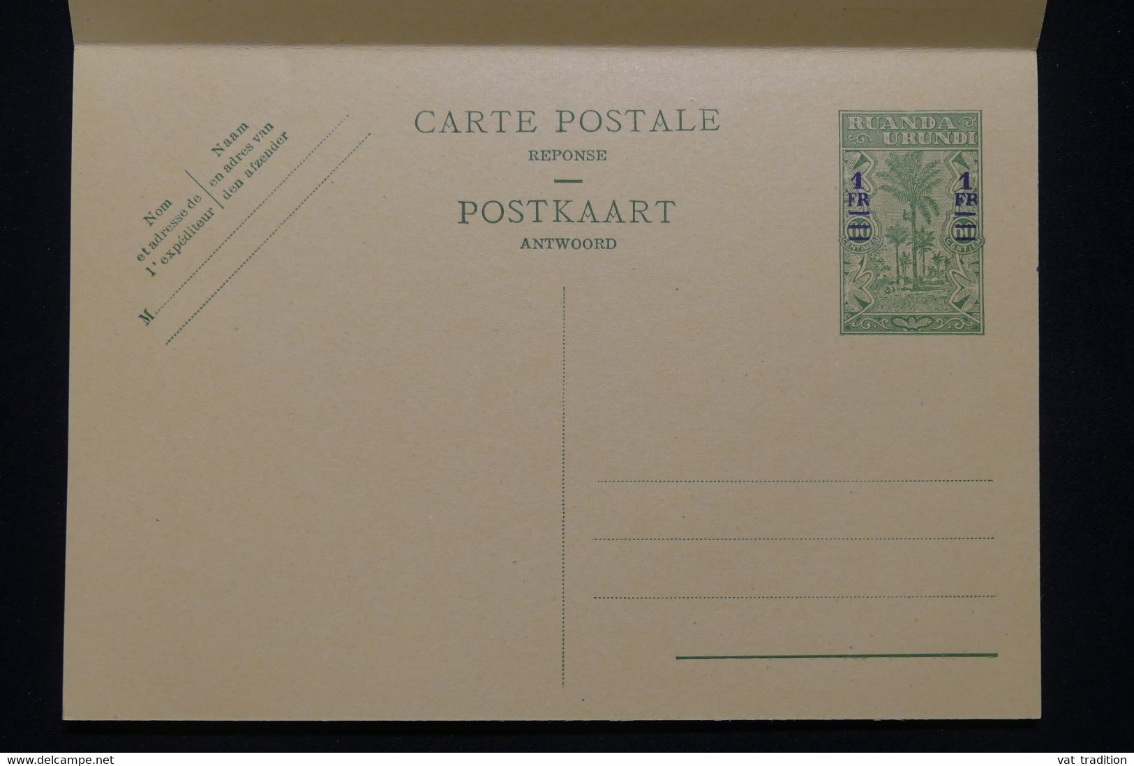 RUANDA URUNDI - Entier Postal Surchargé Avec Réponse, Non Circulé - L 100230 - Postwaardestukken