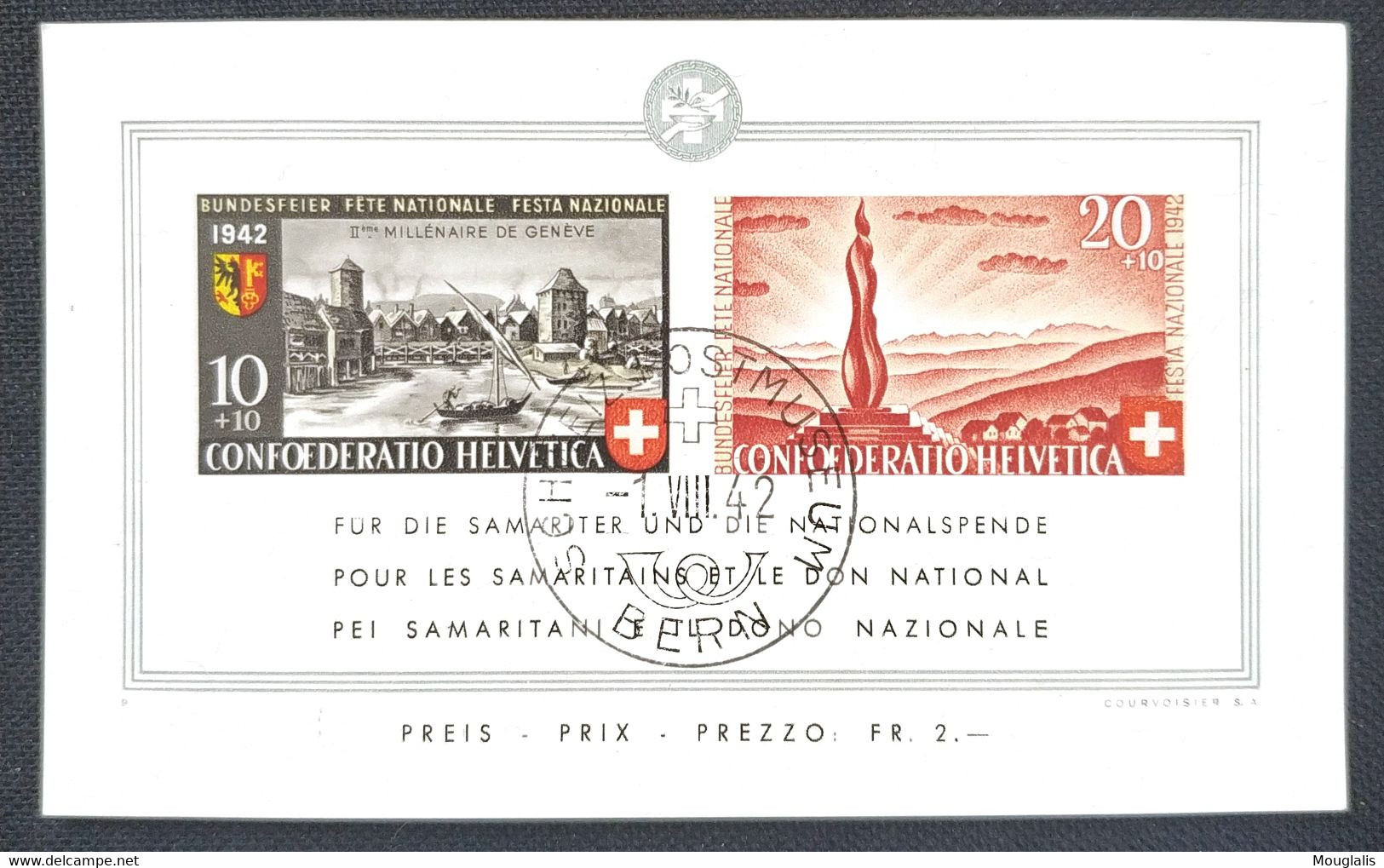 1952 Suisse FÊTE NAT.  POUR LES SAMARITAINS ET LE DON NATIONAL + Reproduction Réduite TB - Blokken