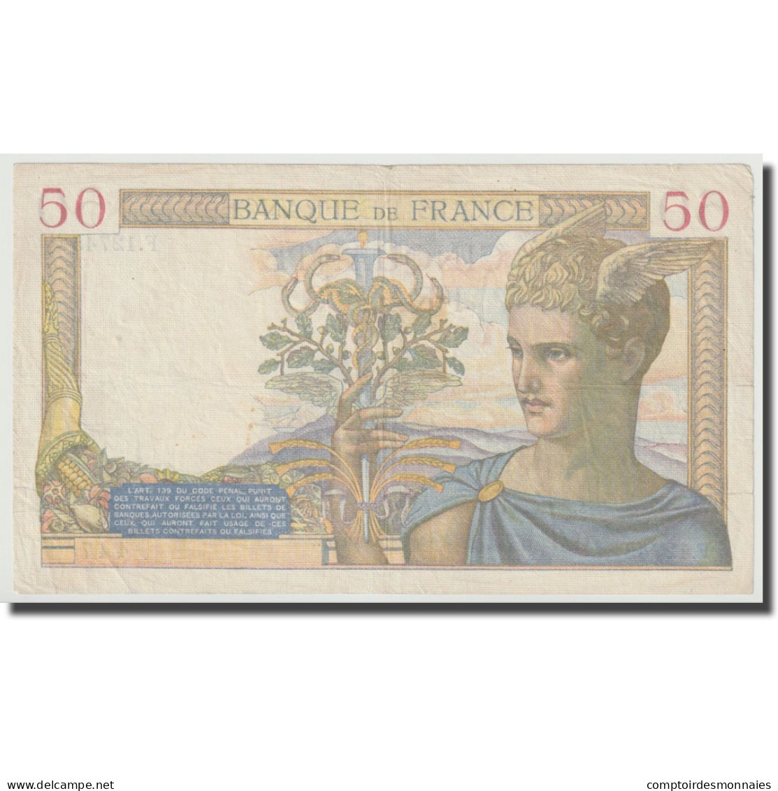 France, 50 Francs, Cérès, 1940, 1940-02-29, TTB, Fayette:17.4, KM:81 - 50 F 1934-1940 ''Cérès''