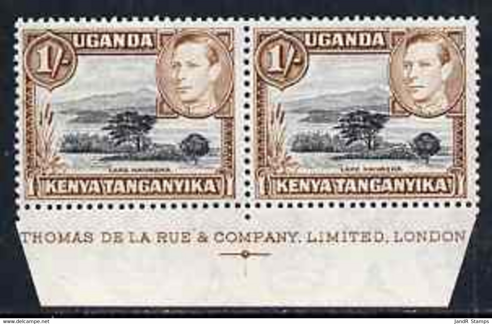 Kenya, Uganda & Tanganyika 1938-54 KG6 Lake Naivasha 1s P13 X 12.5 Marginal Pair With DLR Imprint Stamps U/m SG145b - Other & Unclassified