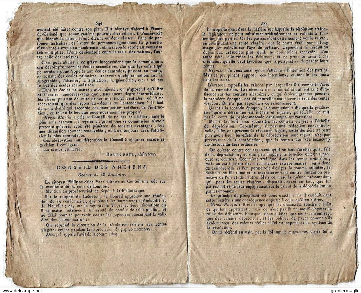 Journal Des Débats Et Lois Frimaire An VI 1797 Tarn Castre Albi/Négociation France Angleterre/Landrecies/Papier-monnaie - Zeitungen - Vor 1800