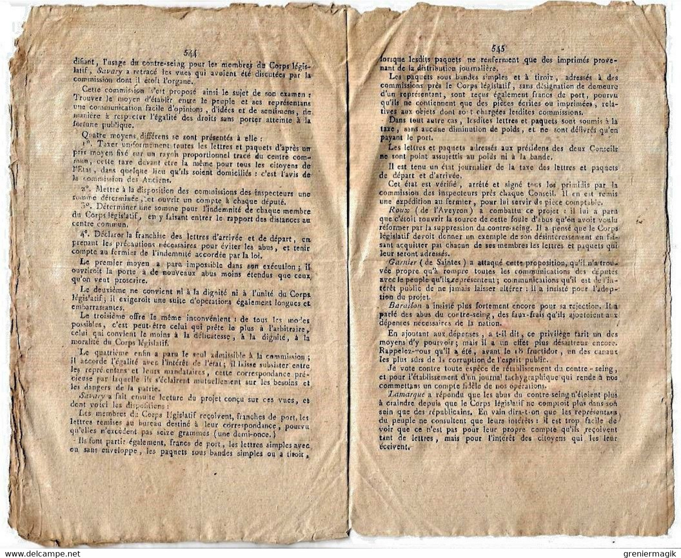 Journal des débats et lois frimaire an VI 1797 Tarn Castre Albi/Négociation France Angleterre/Landrecies/Papier-monnaie