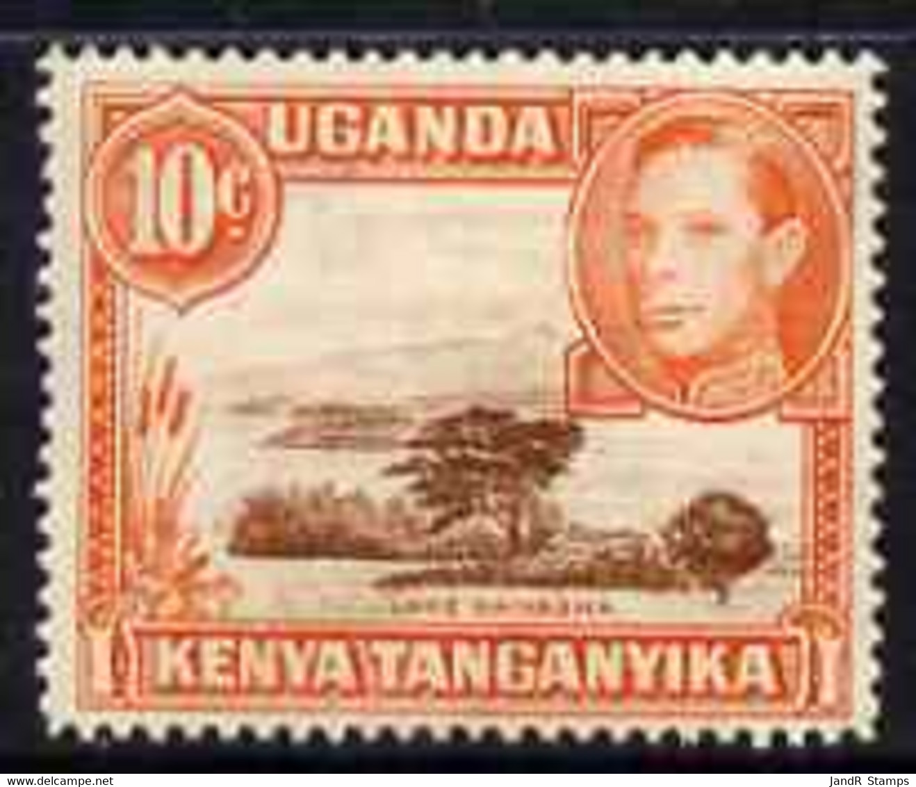 Kenya, Uganda & Tanganyika 1938-54 KG6 Lake Naivasha 10c Red-brown & Orange (perf 14) Very Fine Lightly Mounted Mint SG - Other & Unclassified