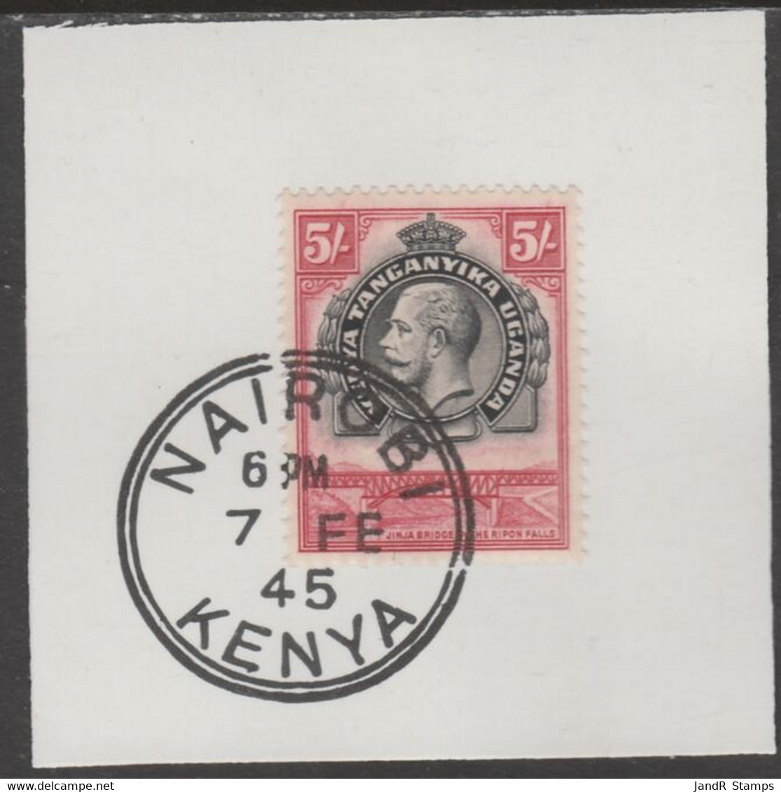 Kenya, Uganda & Tanganyika 1935 KG5 5s Black & Carmine On Piece Cancelled With Madame Joseph Forged Postmark Type 226 - Otros & Sin Clasificación