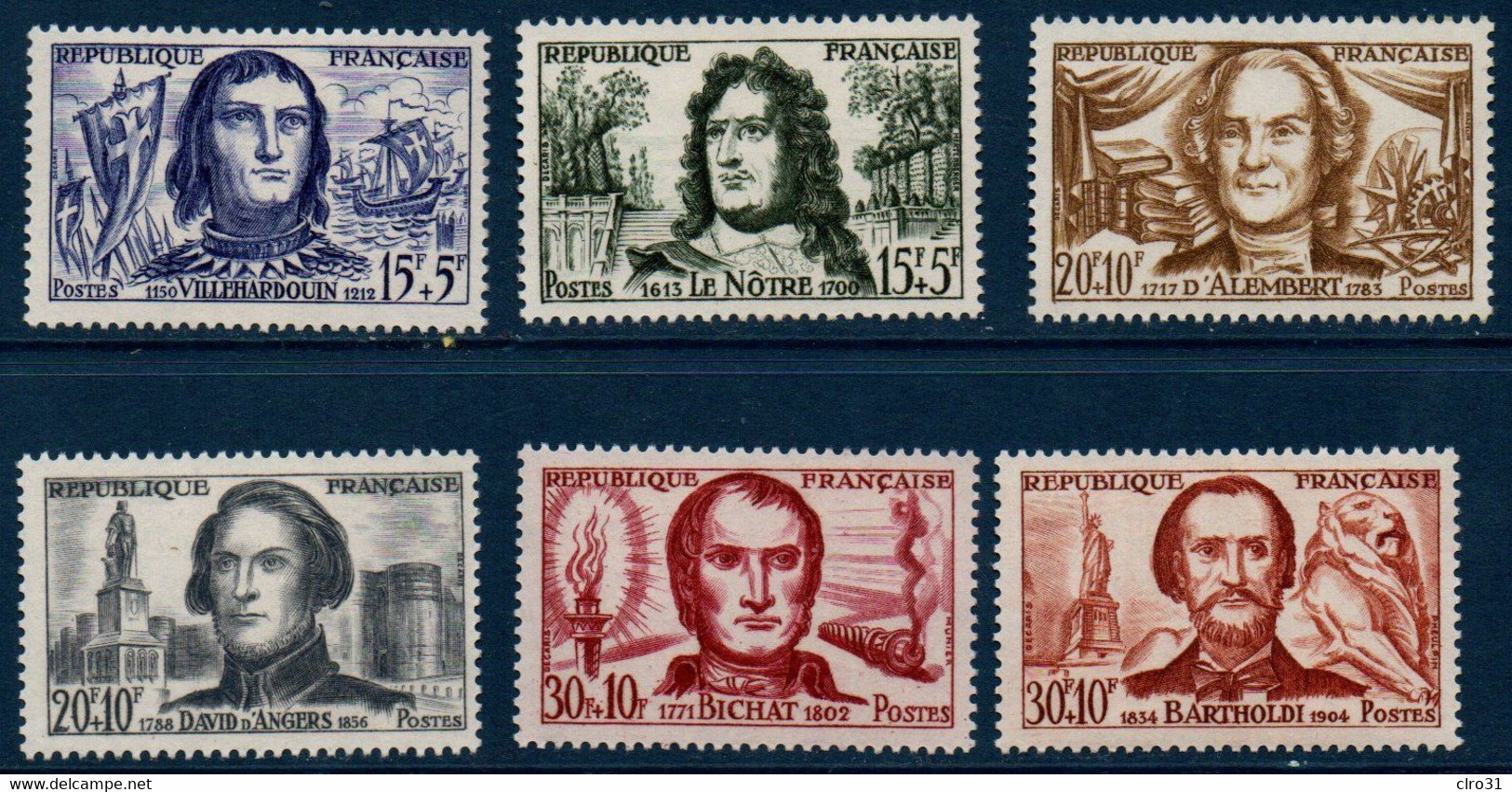 FR 1959  Personnages Célèbres    N°YT  1207-1212  ** MNH - Neufs