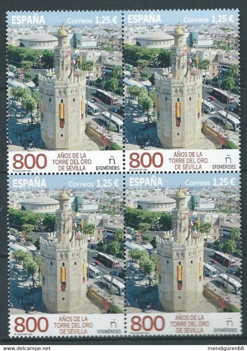 ESPAGNE SPANIEN SPAIN ESPAÑA 2021 VIII CENT TOWER OF GOLD  SEVILLA TORRE DEL ORO BKT 4V MNH ED 5491 MI 5541 YT 5246 SC 4 - Unused Stamps