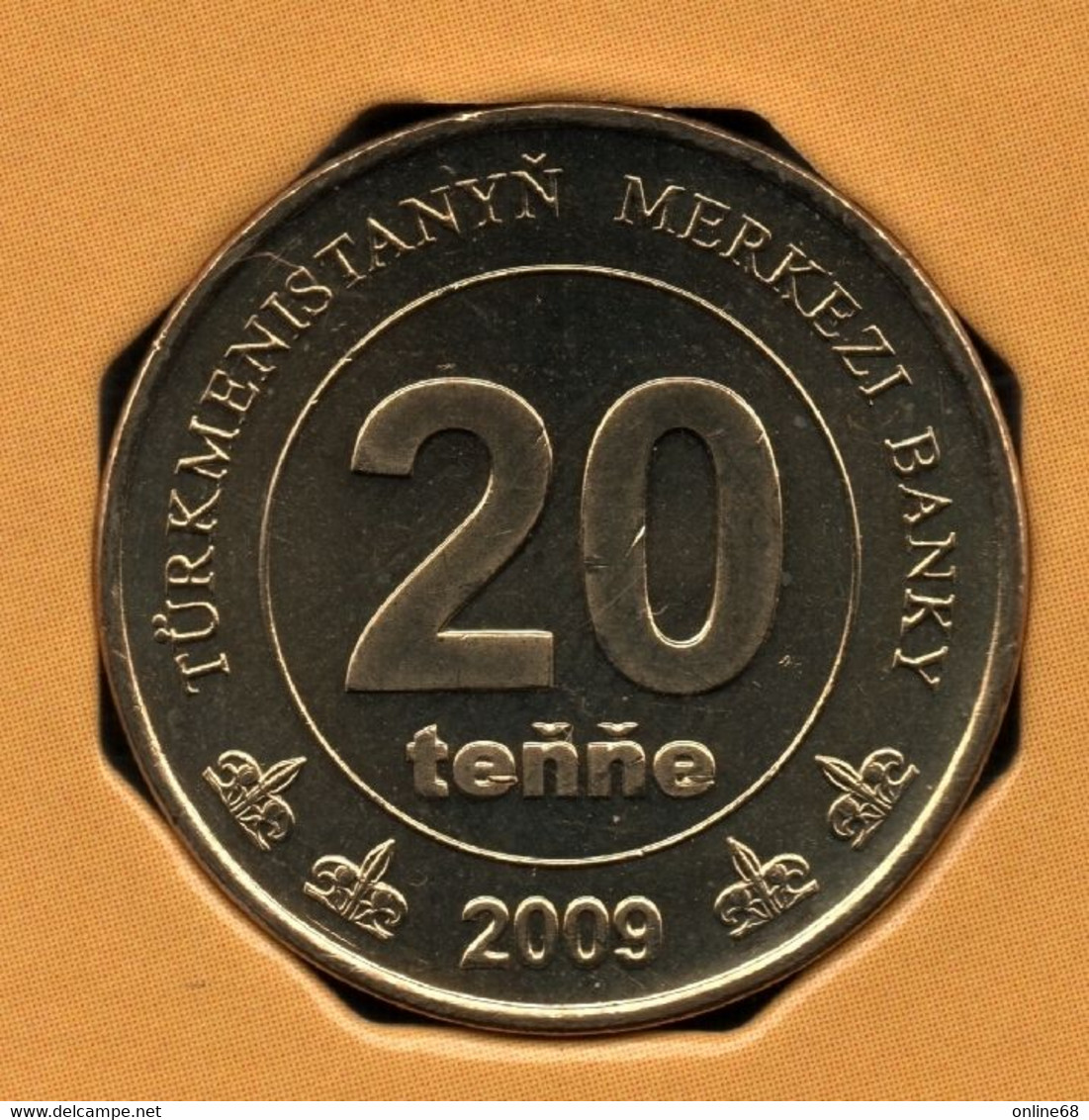 TÜRKMENISTAN 20 TENGE 2009 KM# 99  Carte Du Turkmenistan AXE DÉCALÉE  OFFSET AXIS - Turkmenistan