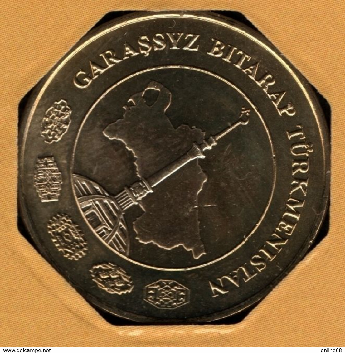 TÜRKMENISTAN 20 TENGE 2009 KM# 99  Carte Du Turkmenistan AXE DÉCALÉE  OFFSET AXIS - Turkmenistan