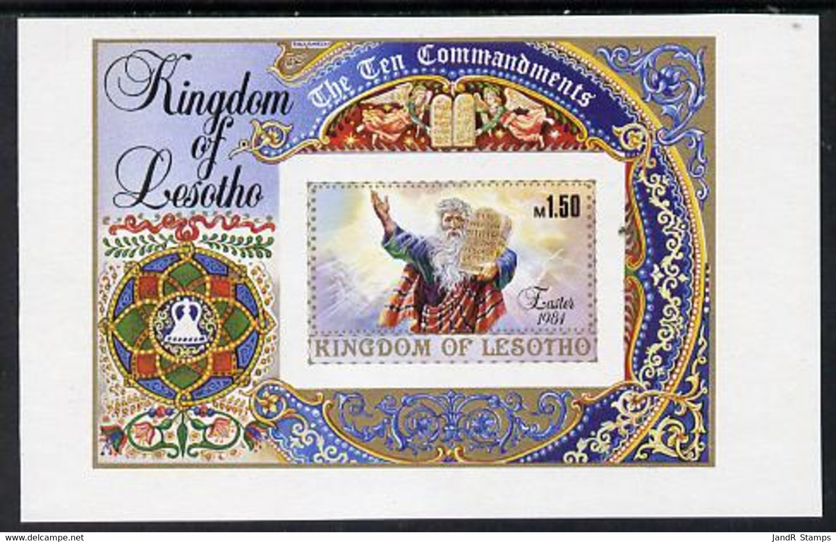 Lesotho 1984 Easter Ten Commandments U/m Imperf M/sheet (SG MS 589) - Lesotho (1966-...)