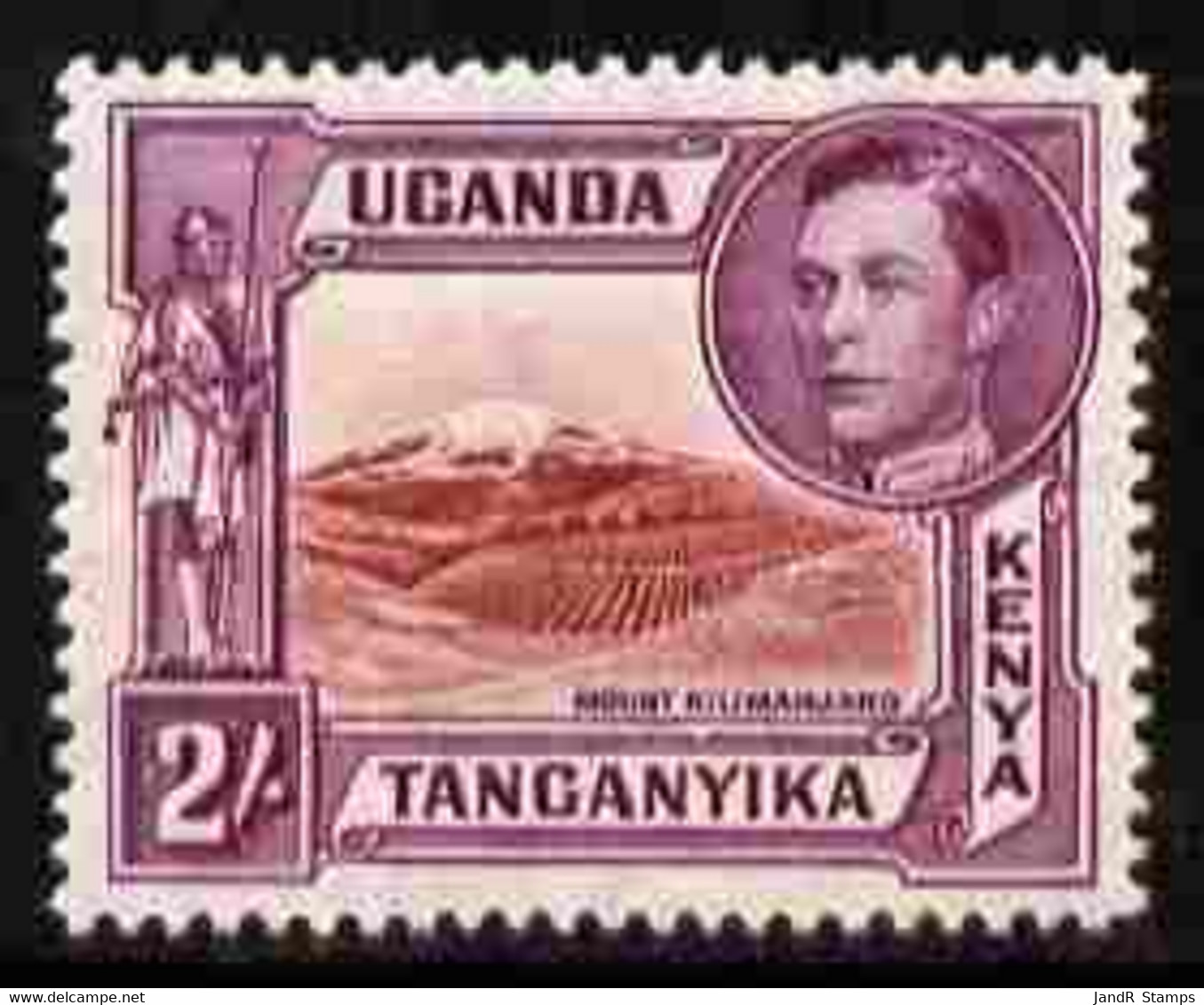 Kenya, Uganda & Tanganyika 1938-54 KG6 Mt Kilimanjaro 2s Lake-brown & Brown-purple P14 Mounted Mint SG 146a - Other & Unclassified