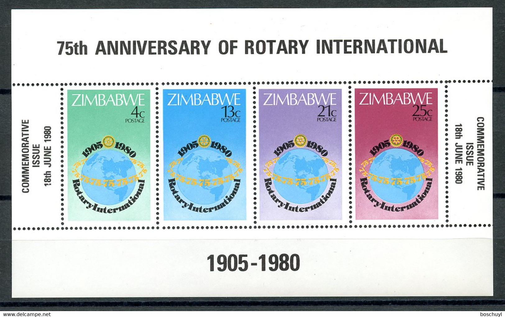 Zimbabwe, 1980, Rotary International 75th Anniversary, MNH, Michel Block 5 - Zimbabwe (1980-...)