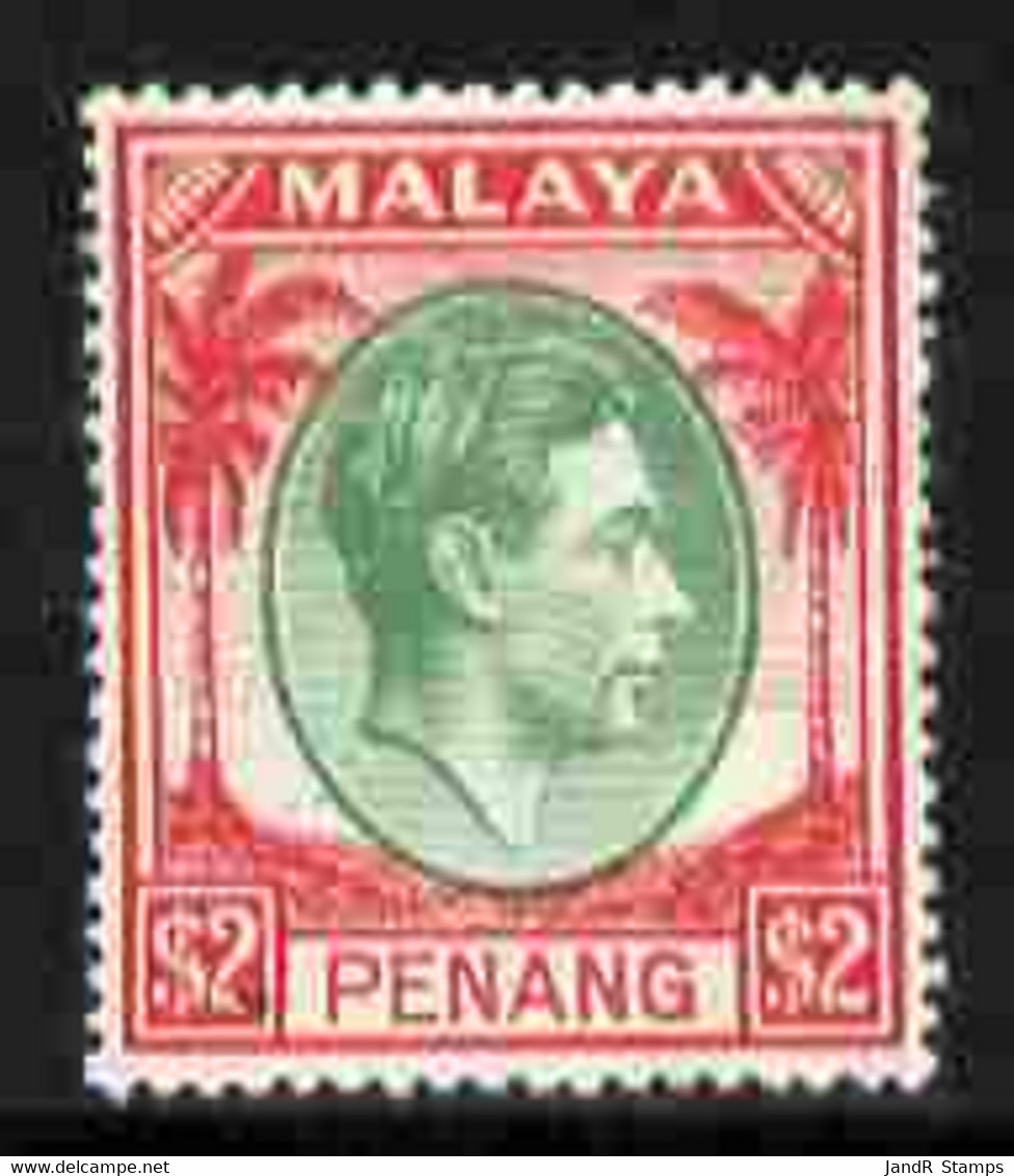 Malaya - Penang 1949-52 KG6 $2 Green & Scarlet Mounted Mint SG 21 - Malaya (British Military Administration)