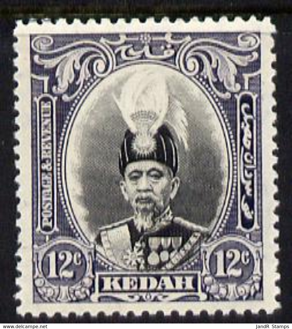 Malaya - Kedah 1937 Sultan 12c Black & Violet Fine Mounted Mint SG 61 - Malaya (British Military Administration)