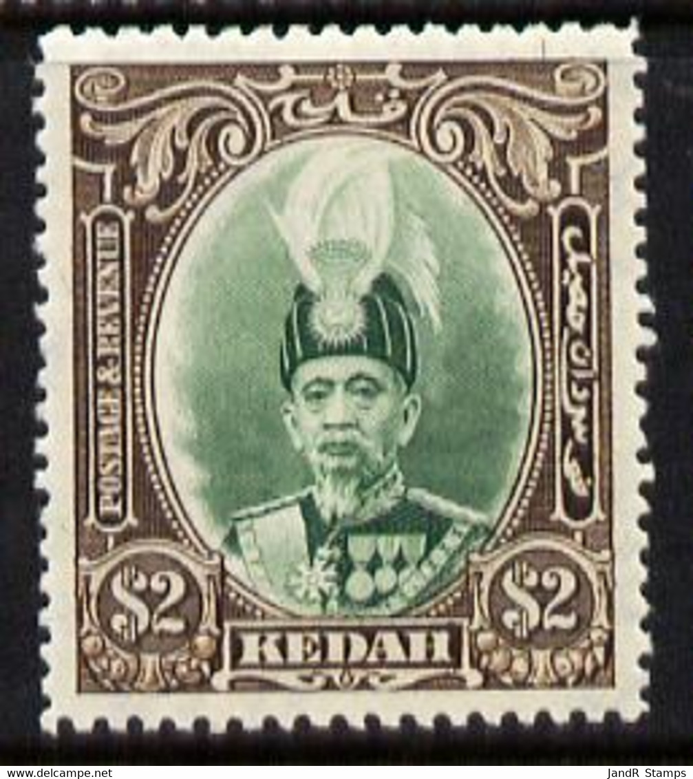 Malaya - Kedah 1937 Sultan $2 Green & Brown Fine Mounted Mint SG 67 - Malaya (British Military Administration)