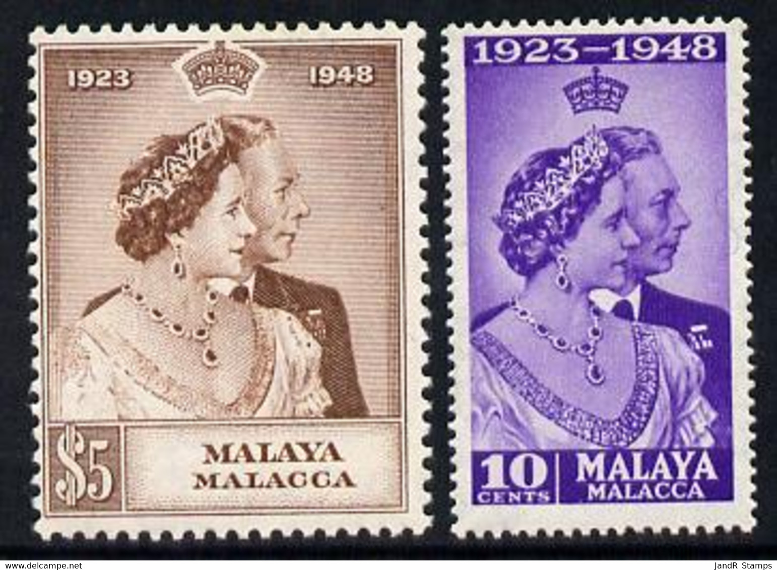 Malaya - Malacca 1948 KG6 Royal Silver Wedding Perf Set Of 2 U/m, SG 1-2 - Malaya (British Military Administration)