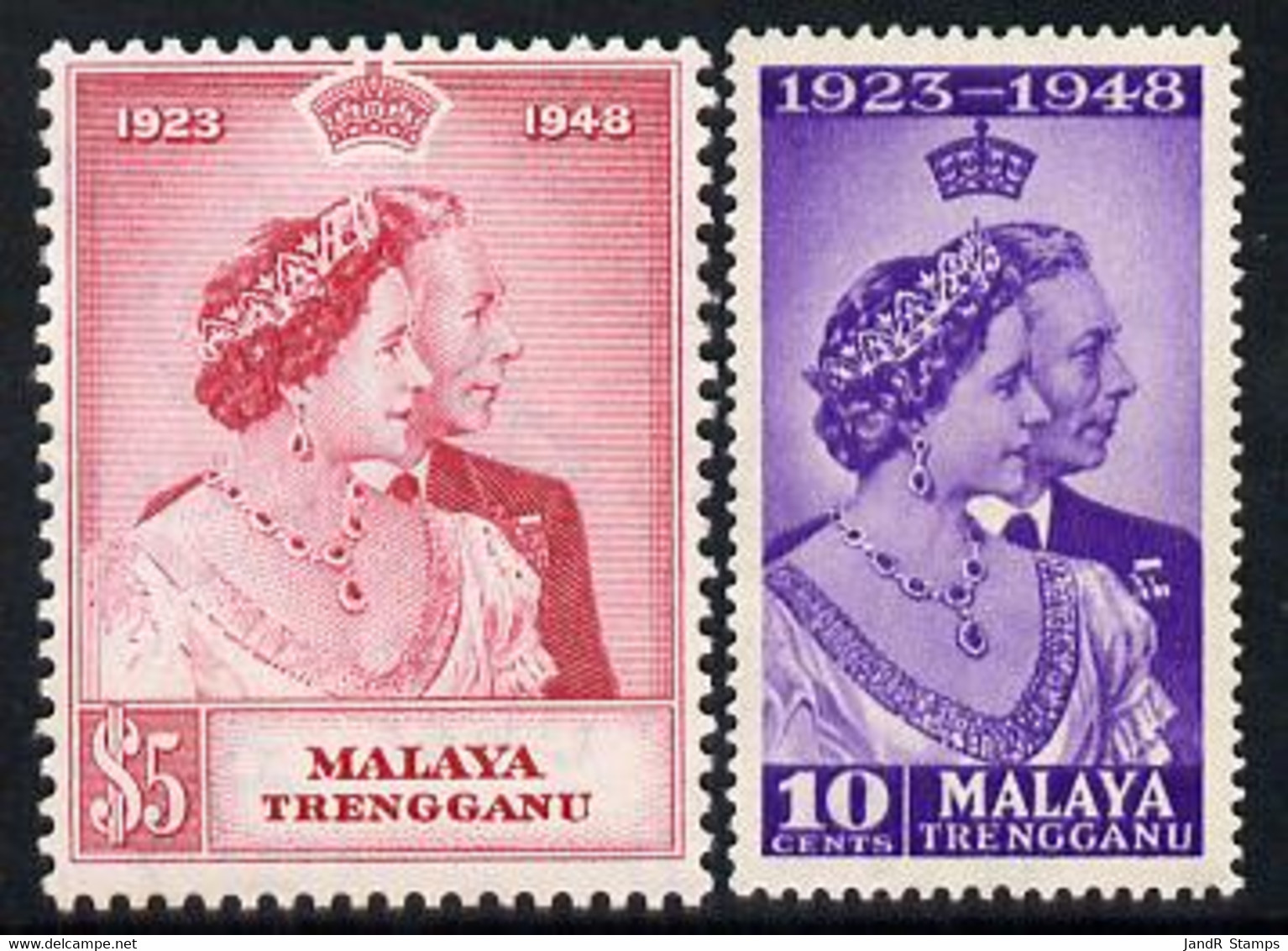 Malaya - Trengganu 1948 KG6 Royal Silver Wedding Perf Set Of 2 U/m SG 61-62 - Malaya (British Military Administration)