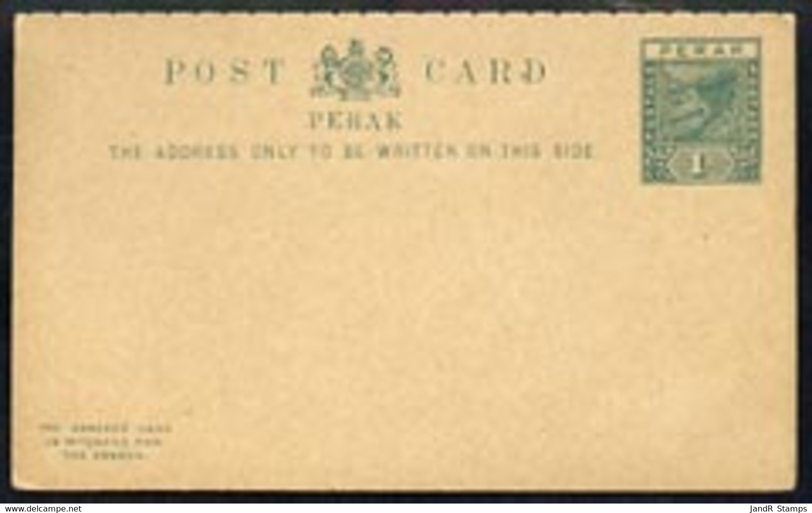 Malaya - Perak 1895c 1c + 1c (Tiger) Rely Paid Card Intact And Clean - Malaya (British Military Administration)