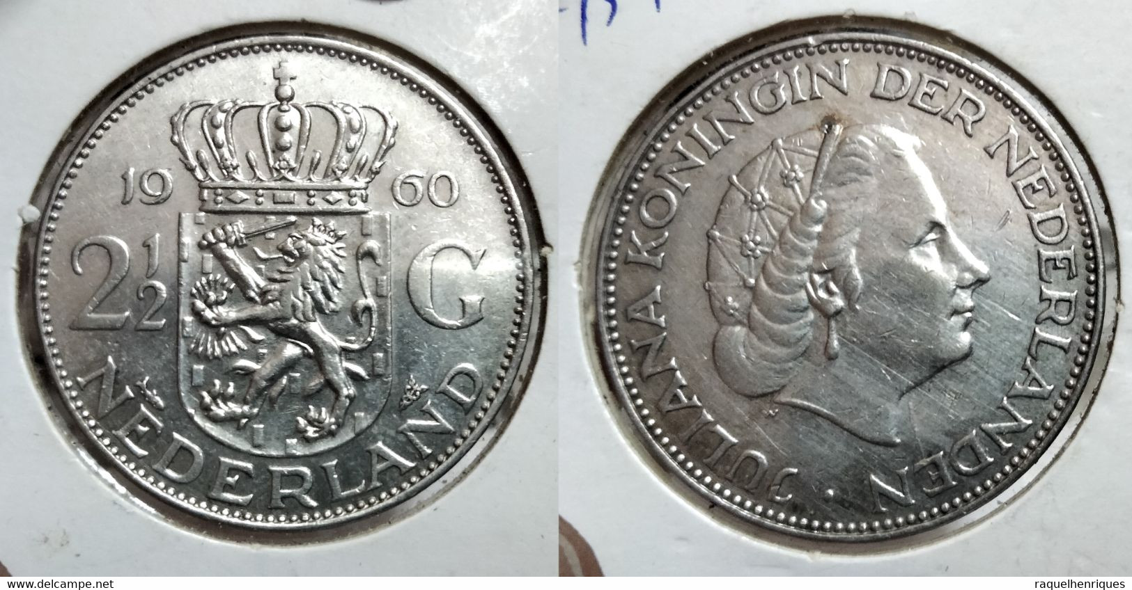 NETHERLANDS 2-1/2 GULDEN 1960 Km# 185 (G#08-159) - 2 1/2 Gulden